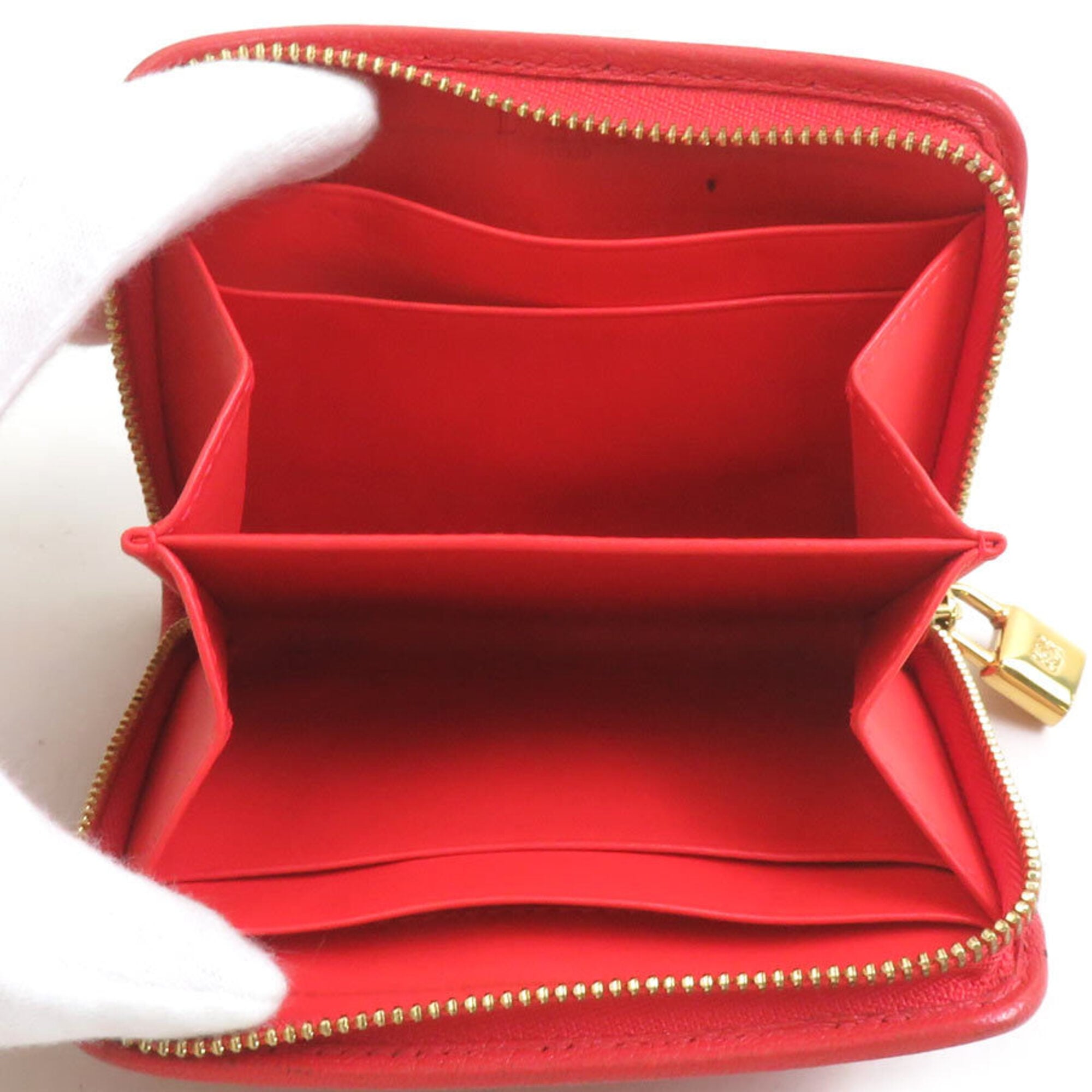 Loewe Orange Red Leather Coin Purse/Coin Case (Pre-Owned)