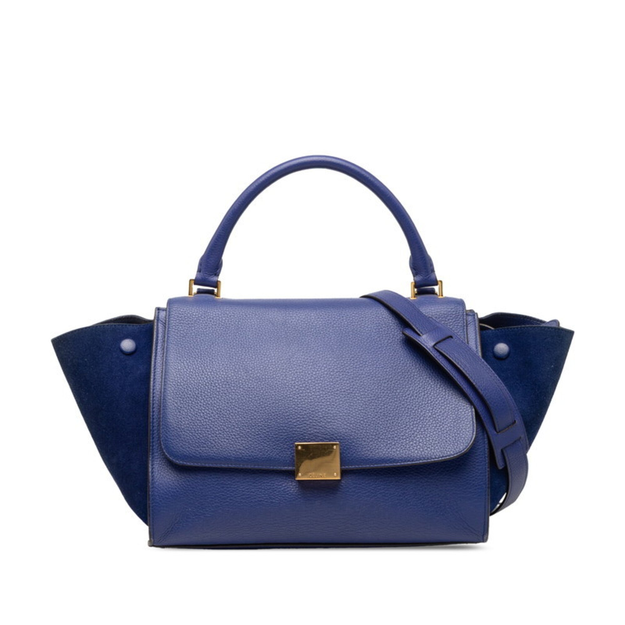 Celine Blue Suede Leather Handbag Shoulder Bag (Pre-Owned)