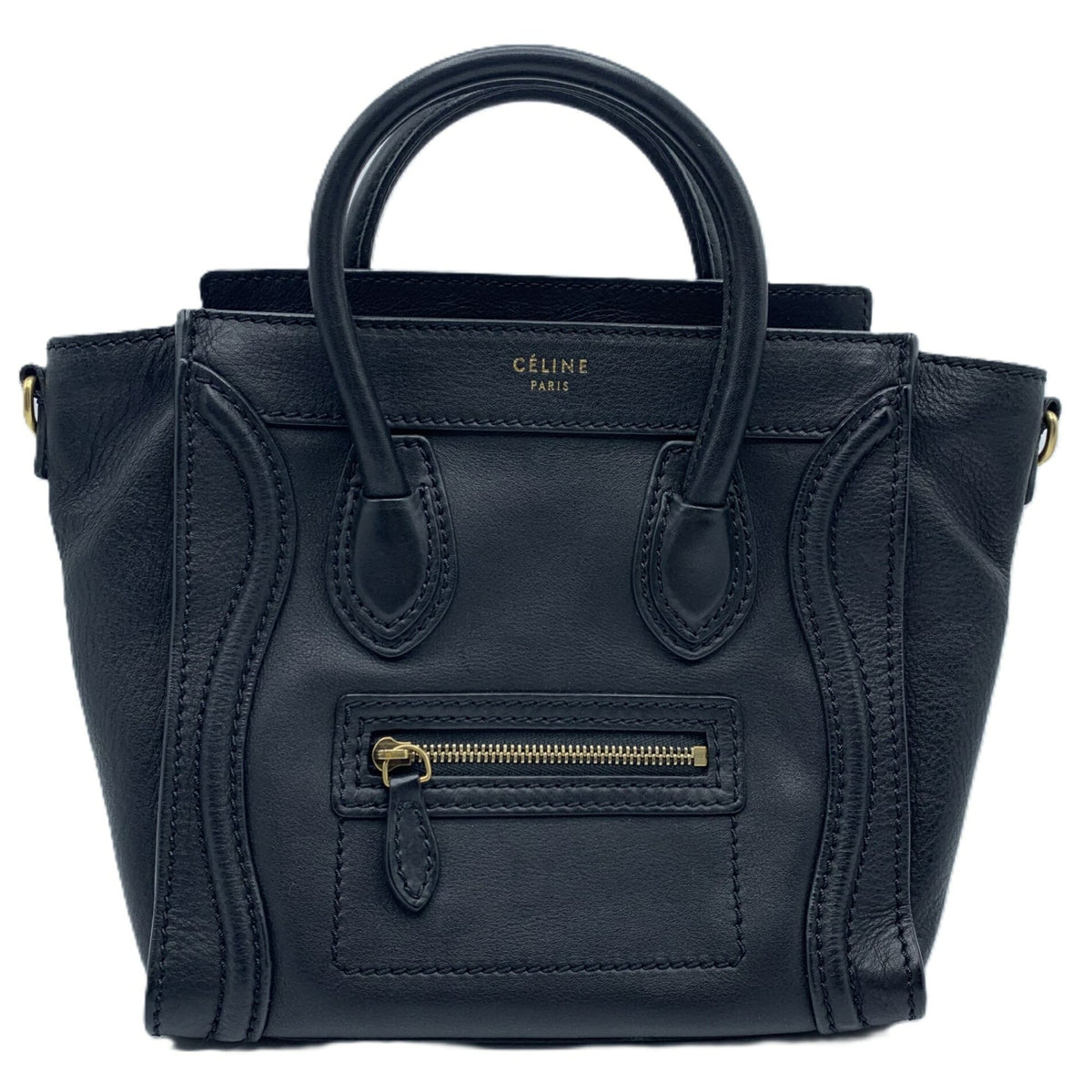 Celine Black Leather Handbag Shoulder Bag (Pre-Owned)