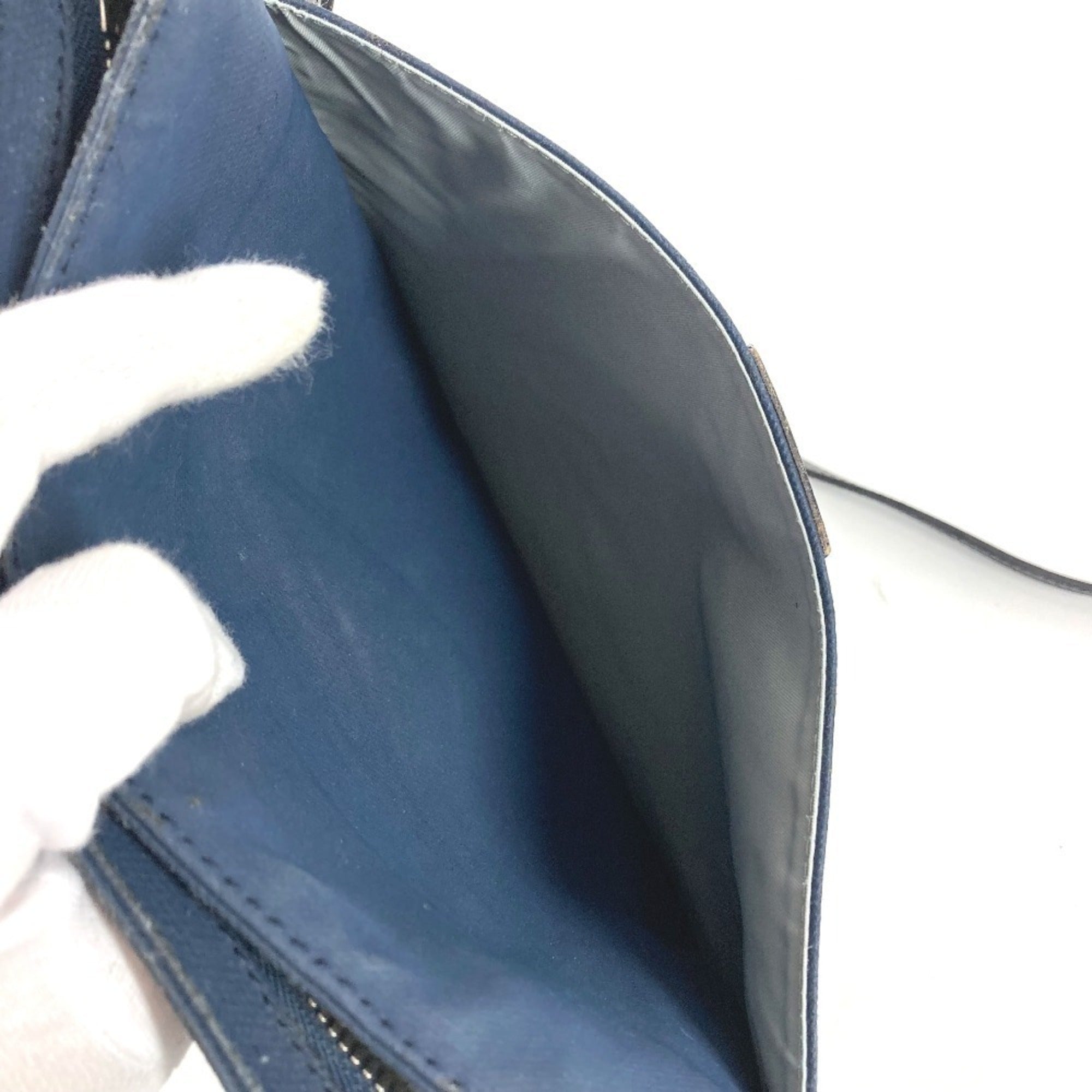 Louis Vuitton Navy Coated Canvas Leather Shoulder Bag (Pre-Owned)