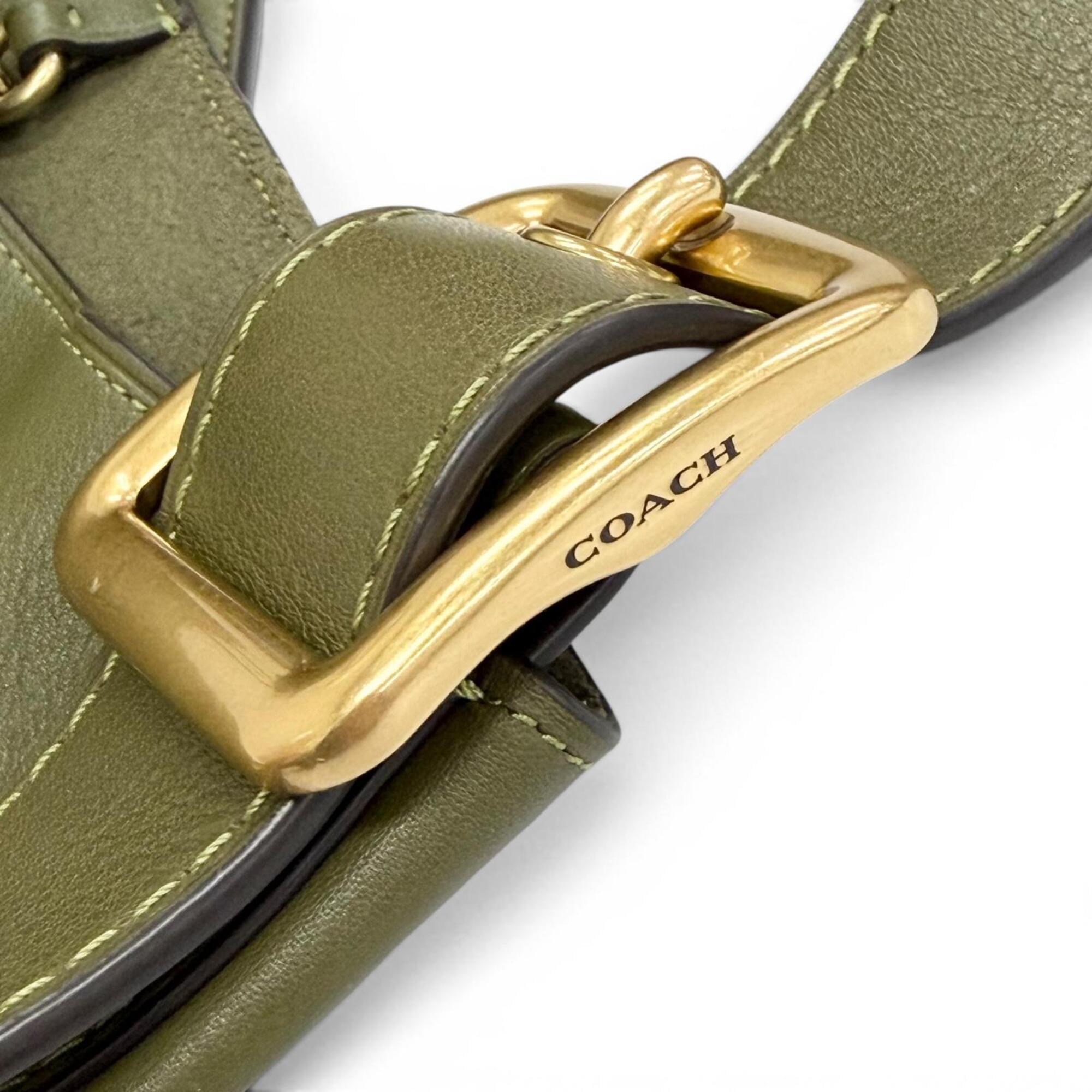 Coach Khaki Leather Pouch Shoulder Bag (Pre-Owned)