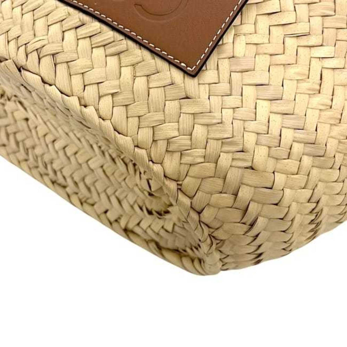 Loewe Beige Brown Raffia Leather Basket Tote Bag (Pre-Owned)