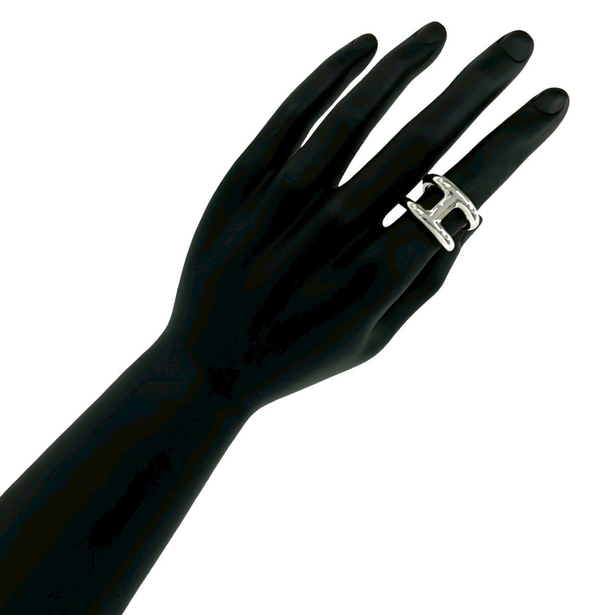 Hermes Silver Silver 925 Band Ring (Pre-Owned)