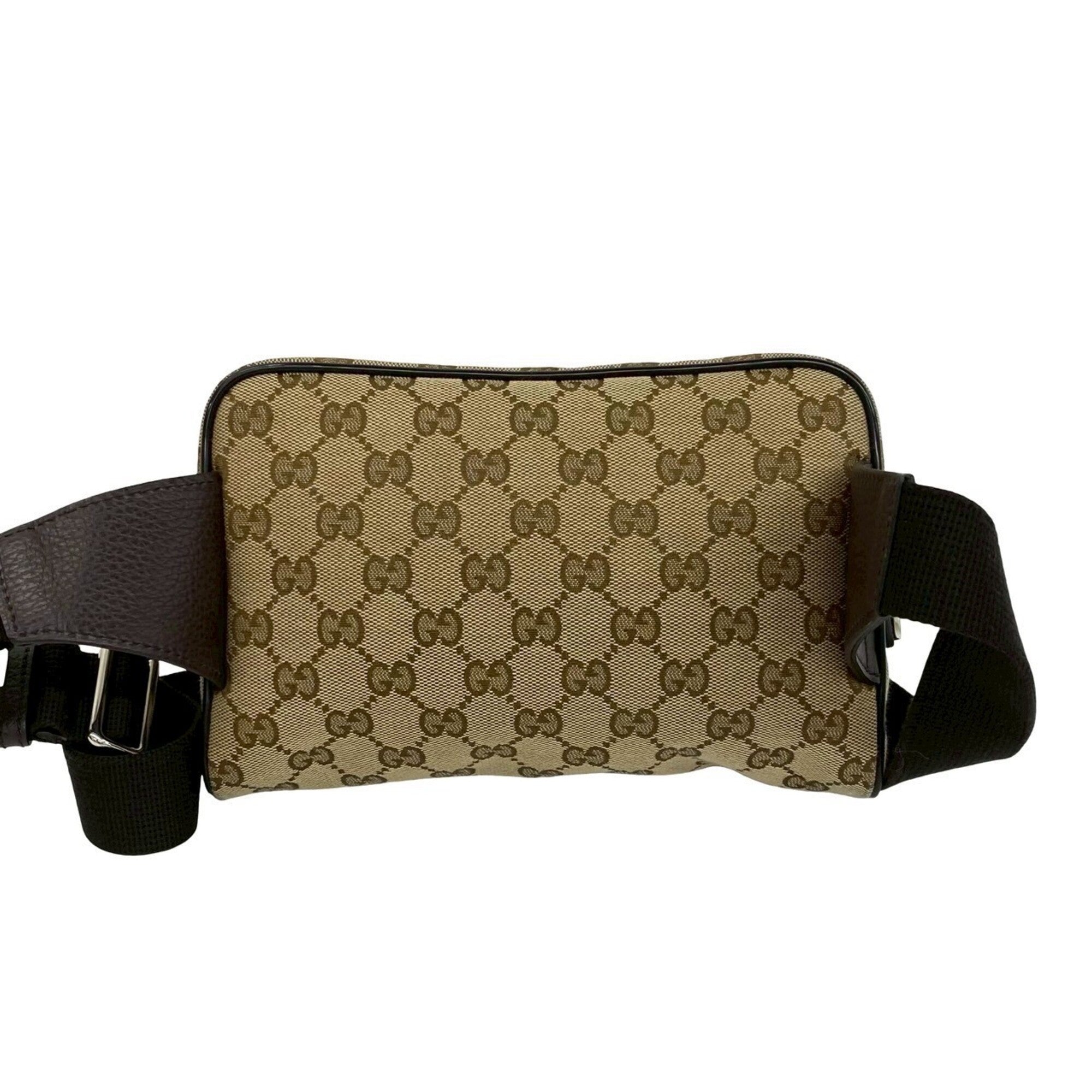 Gucci Brown Canvas Leather Pochette Pouch Sling Bag (Pre-Owned)