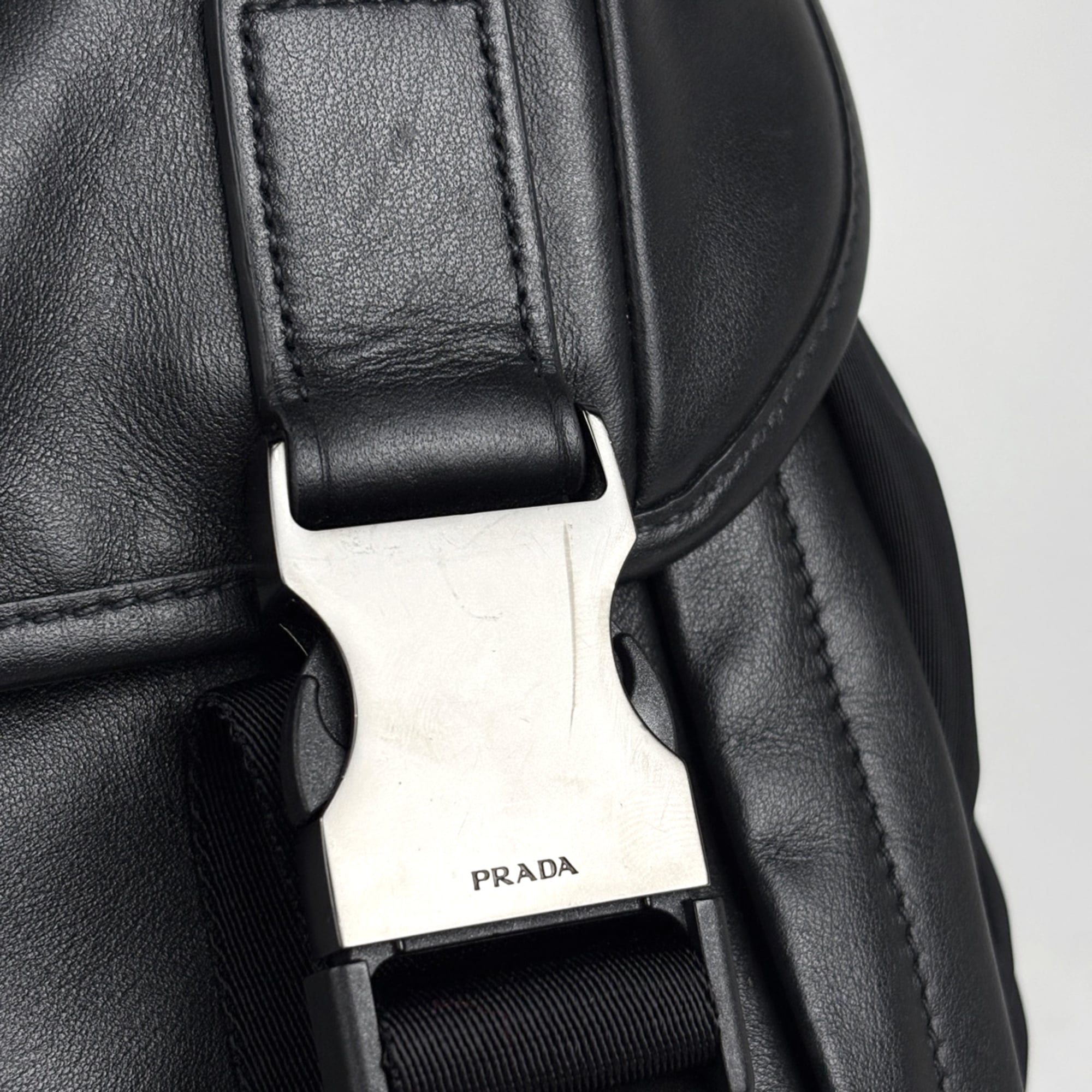 Prada Black Tessuto Leather Backpack (Pre-Owned)