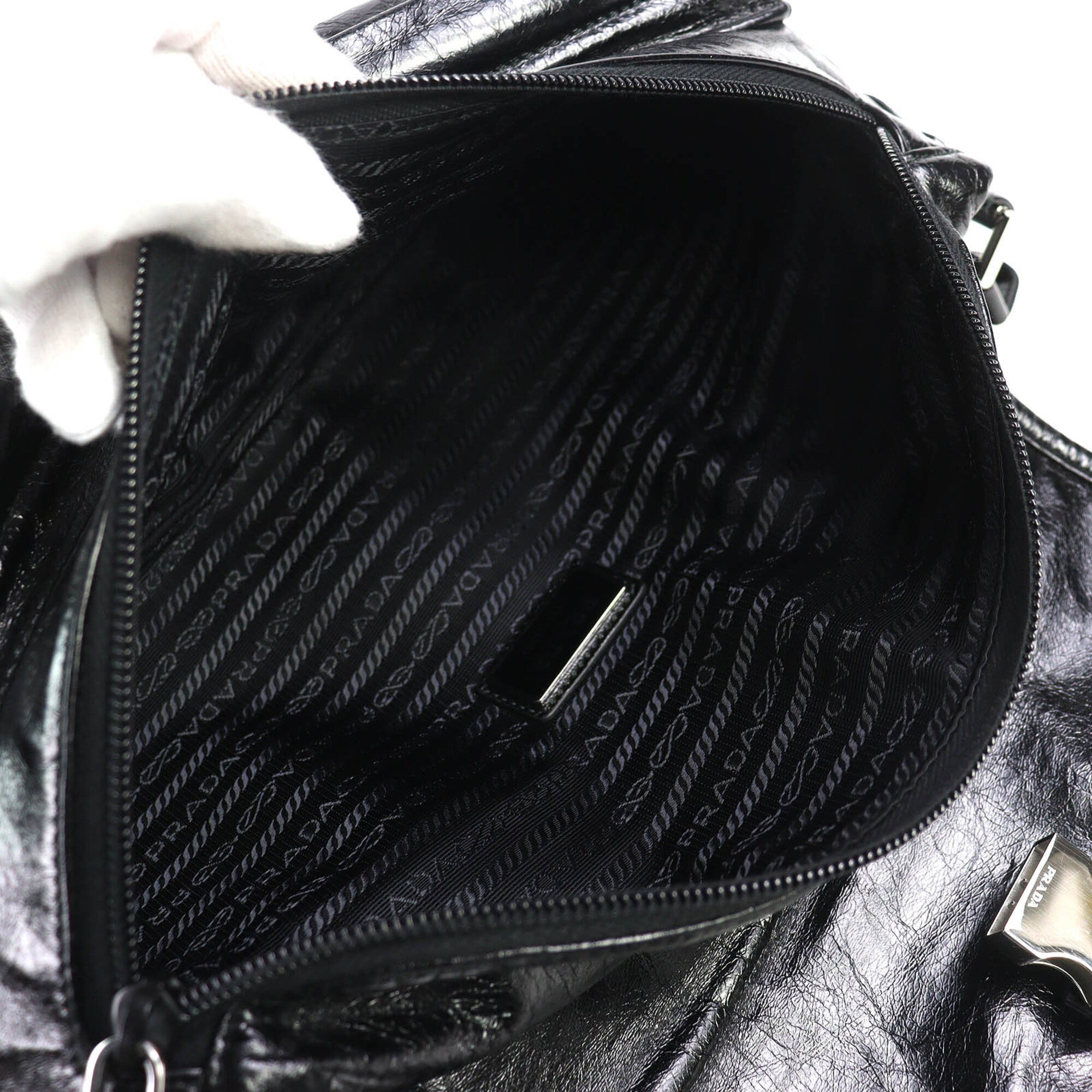 Prada Black Leather Shoulder Bag Sling Bag (Pre-Owned)
