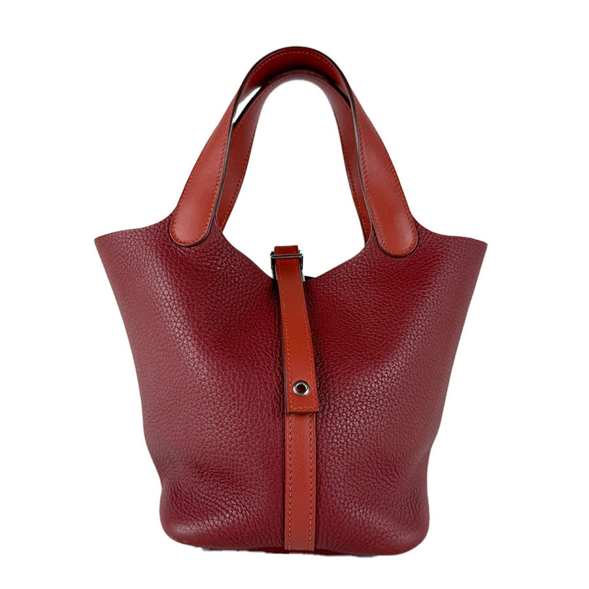 Hermes Brique Rouge H Taurillon Clemence Leather Handbag (Pre-Owned)