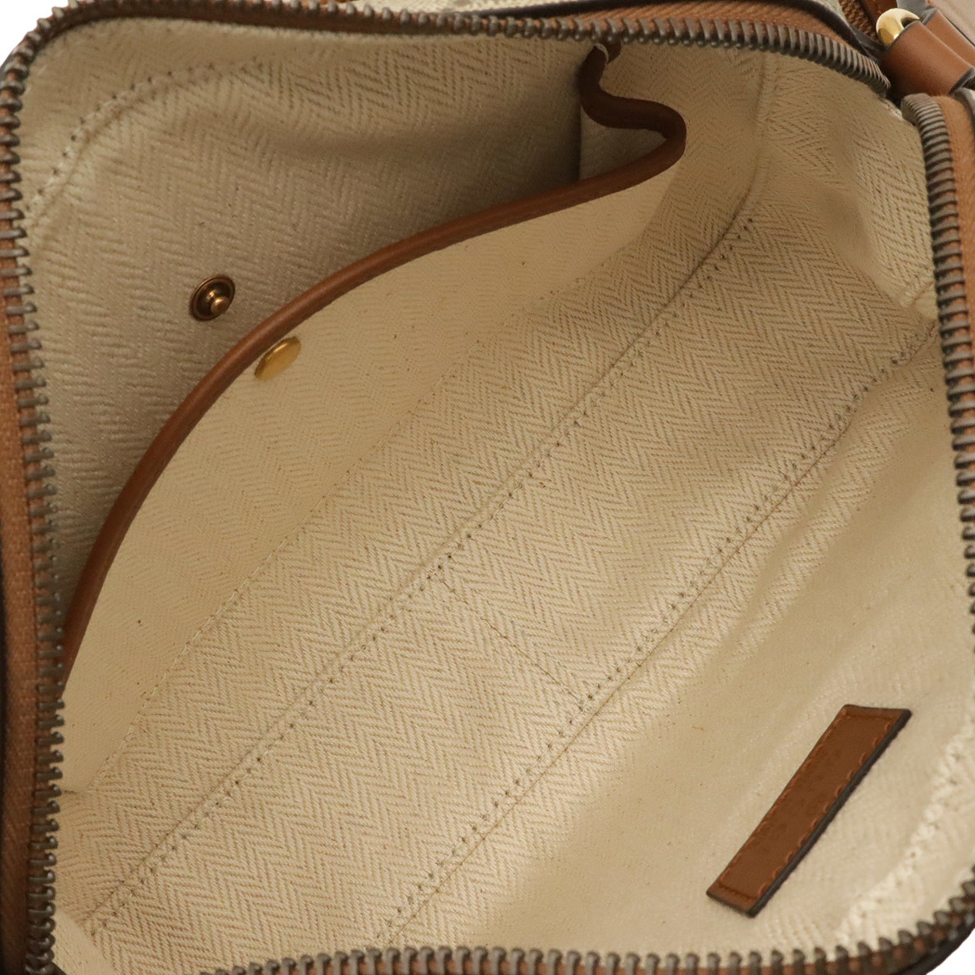 Gucci Beige Brown Brown Canvas Shoulder Bag (Pre-Owned)