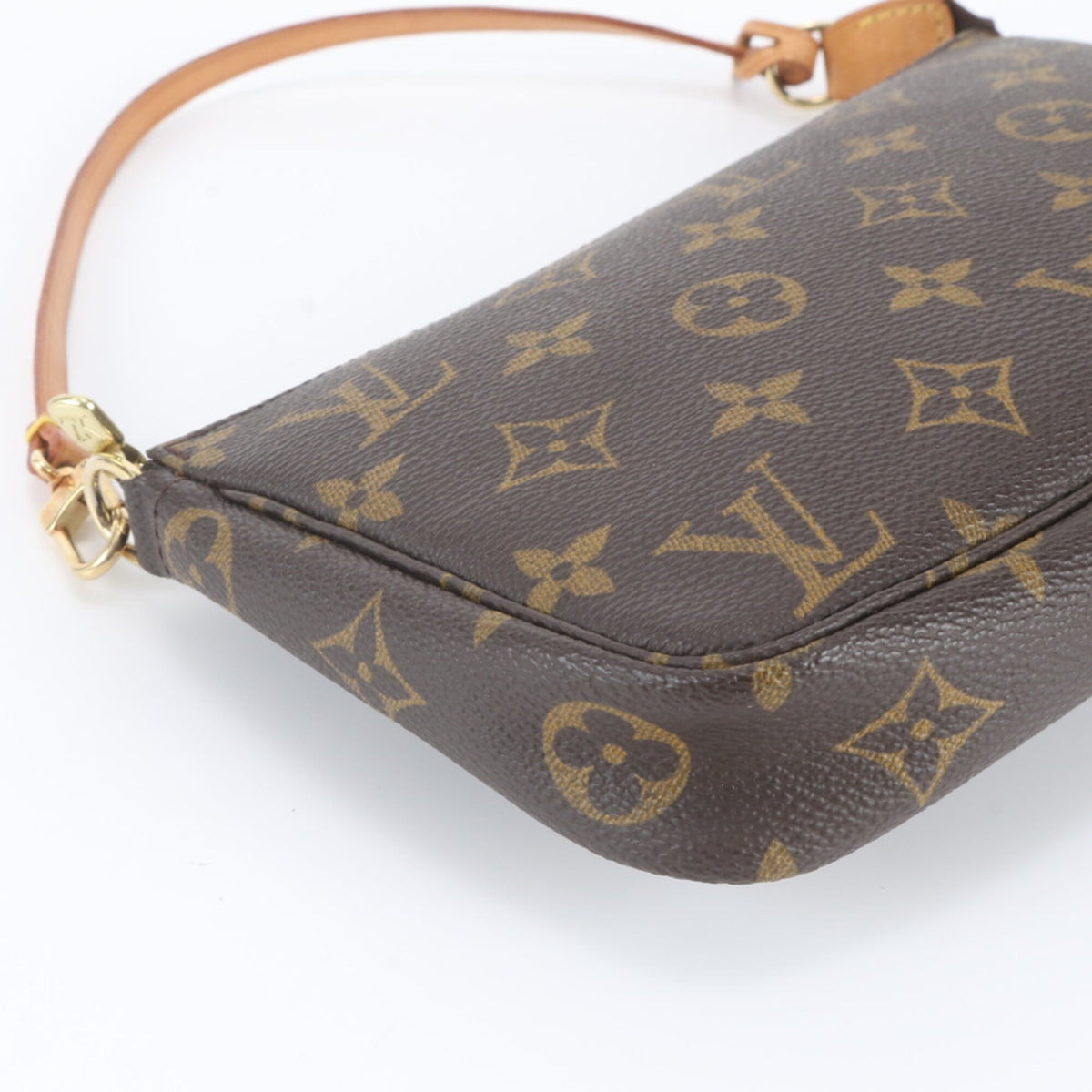 Louis Vuitton Brown Leather Coated Canvas Handbag Pochette (Pre-Owned)