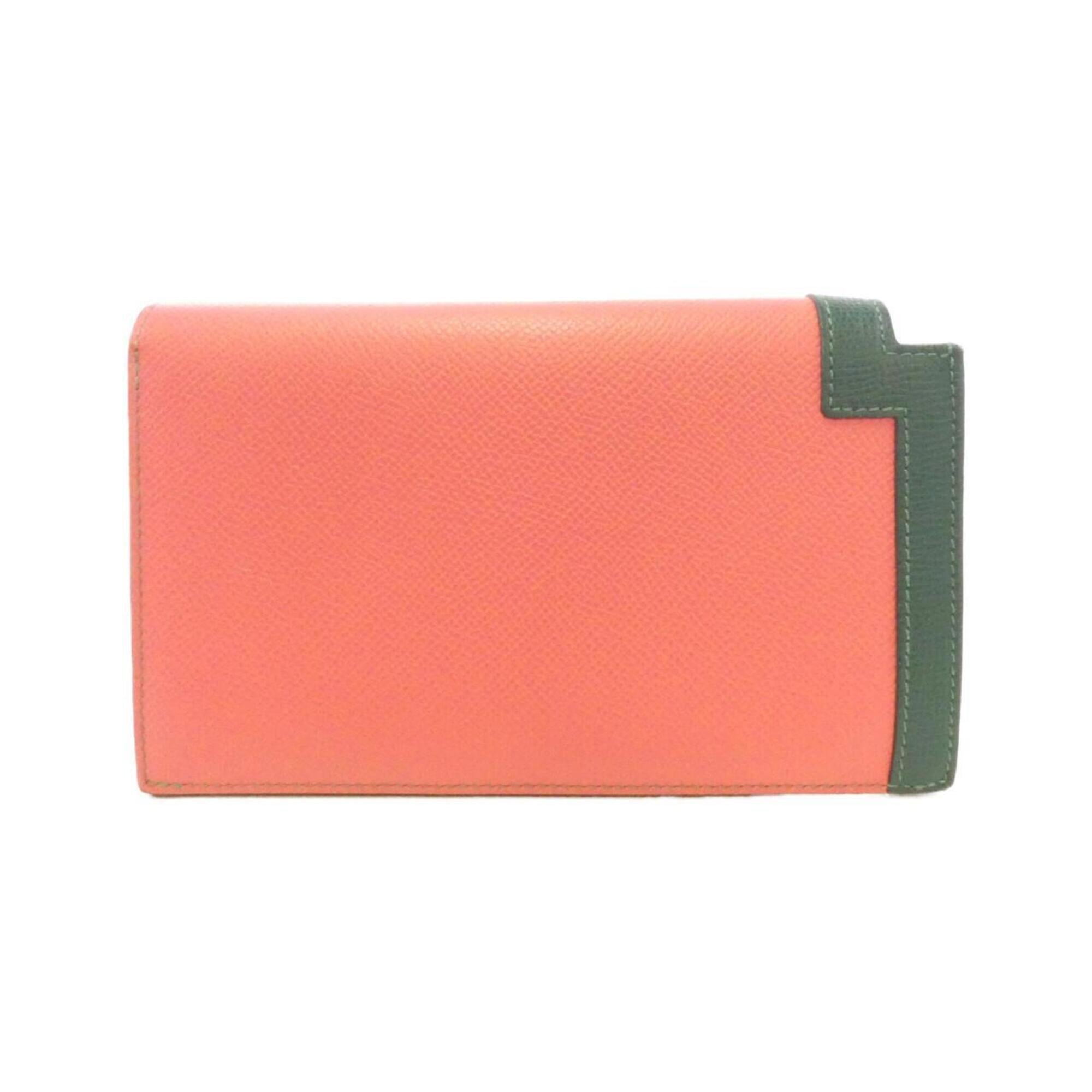 Hermes Lime Pink Rose Azalee Epsom Leather Long Wallet (Bi-Fold) (Pre-Owned)