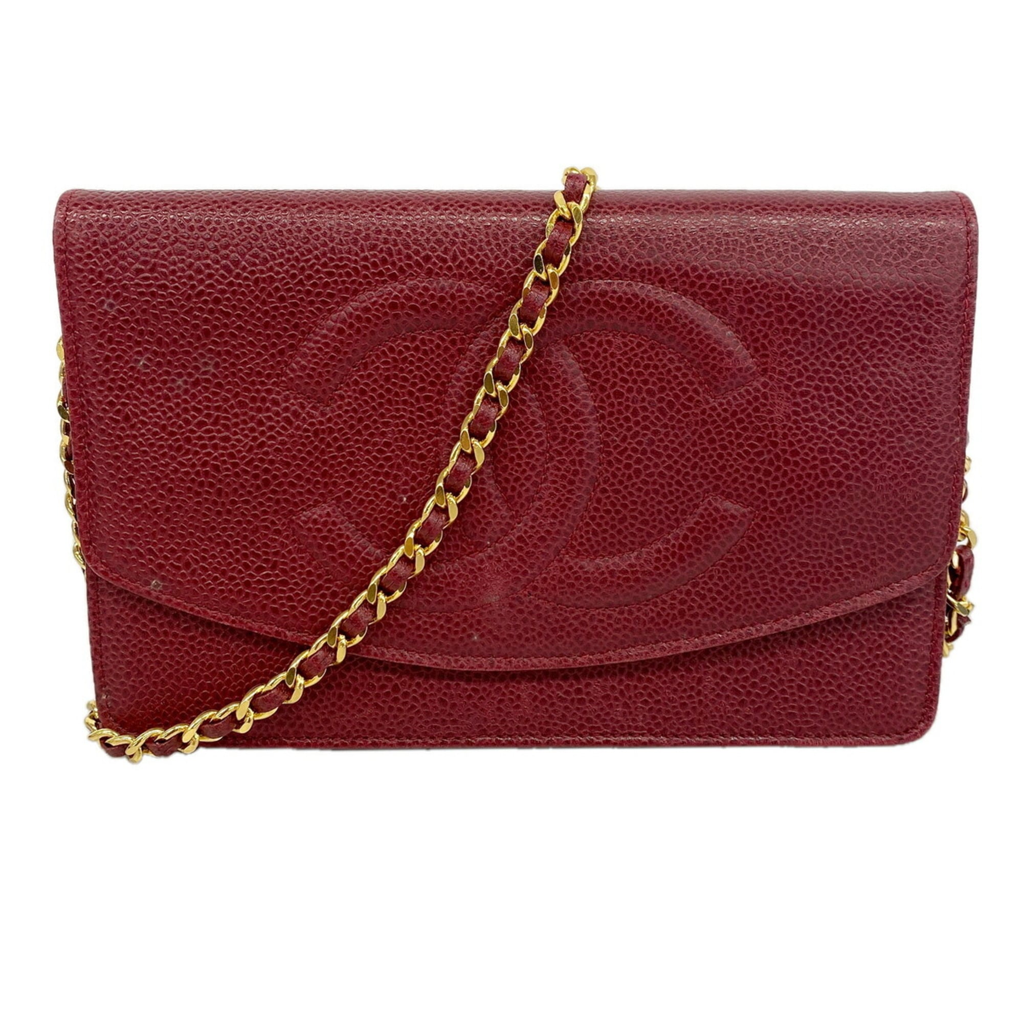 Chanel Bordeaux Grained Calfskin Chain/Shoulder Wallet (Pre-Owned)