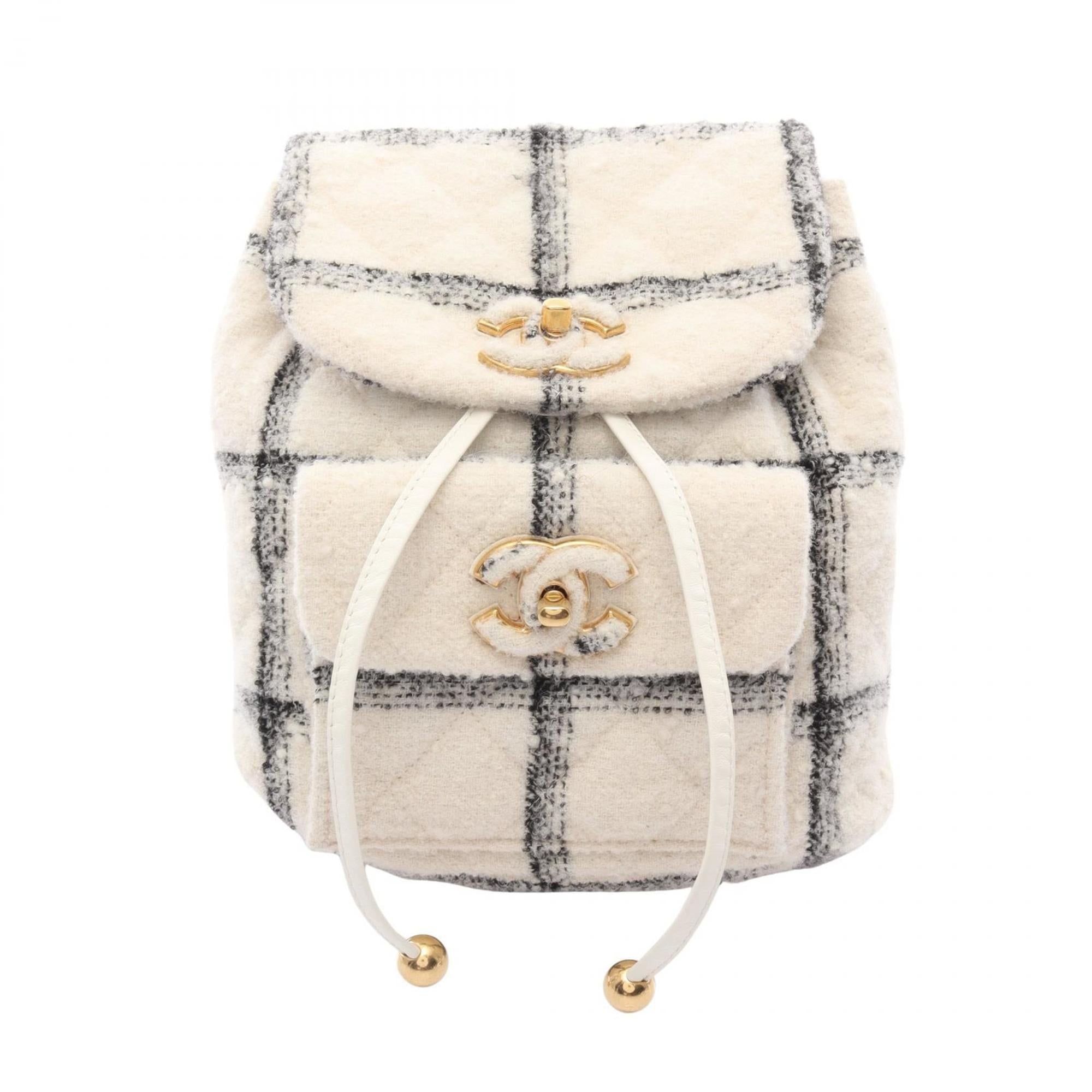 Chanel Black White Fabric Backpack (Pre-Owned)