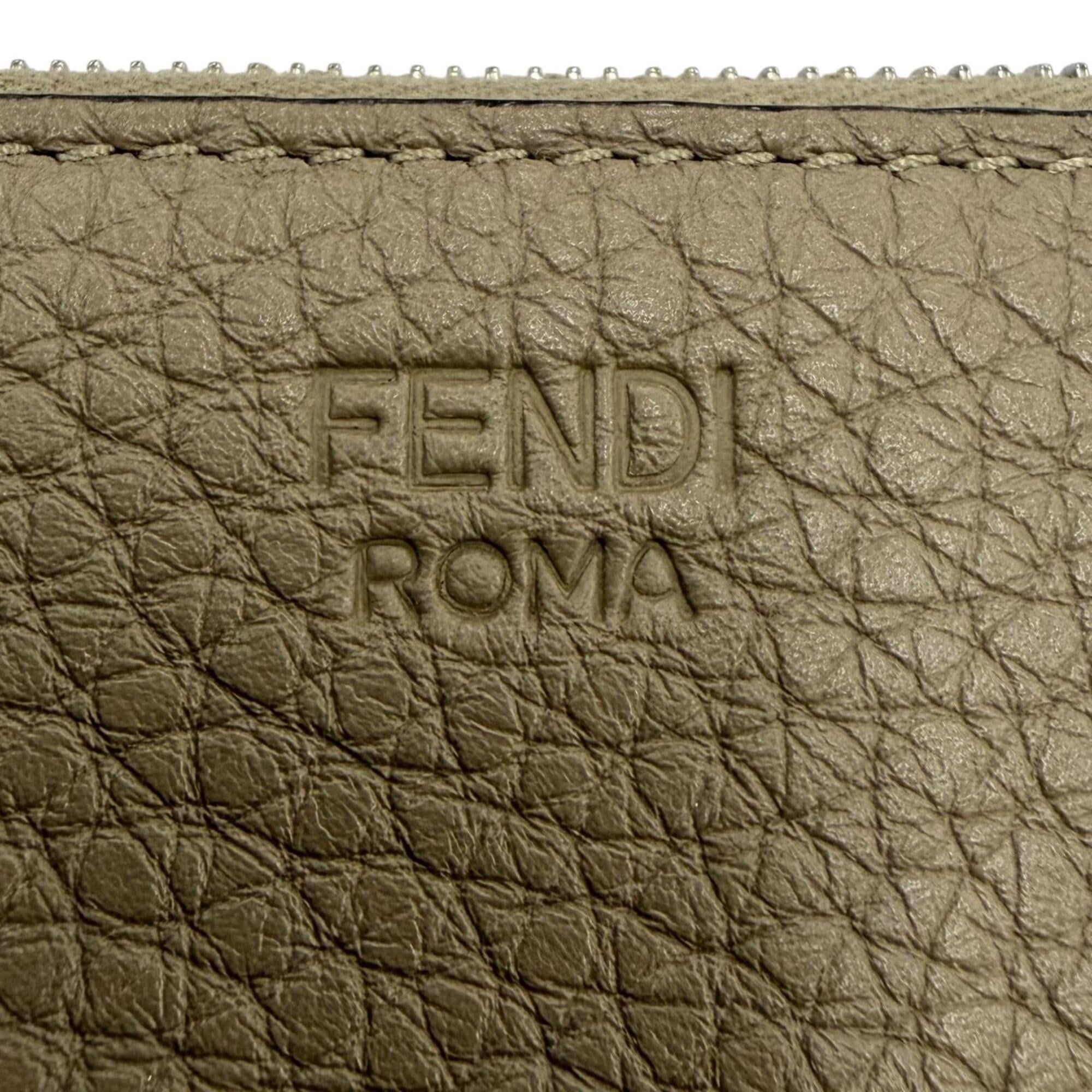 Fendi Gray Leather Coin Purse/Coin Case (Pre-Owned)