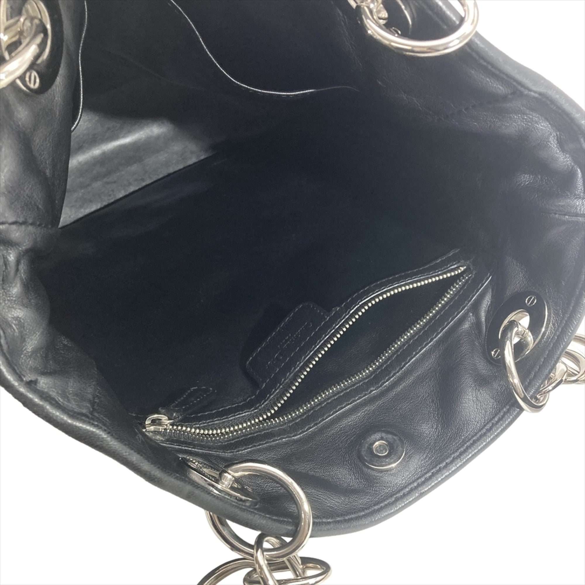 Christian Dior Black Leather Handbag Tote Bag (Pre-Owned)