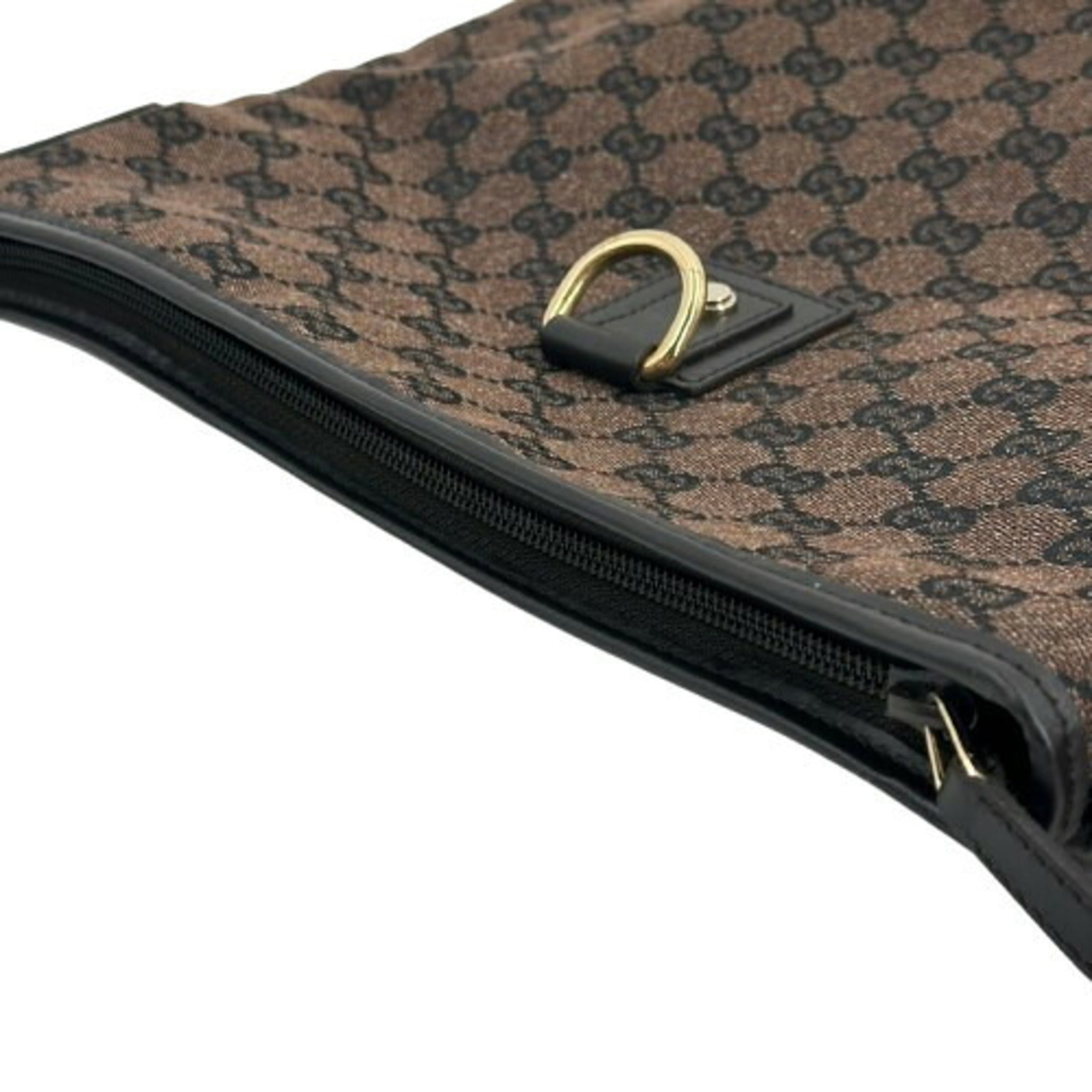 Gucci Abbey Brown Gg Canvas Leather Shoulder Bag (Pre-Owned)
