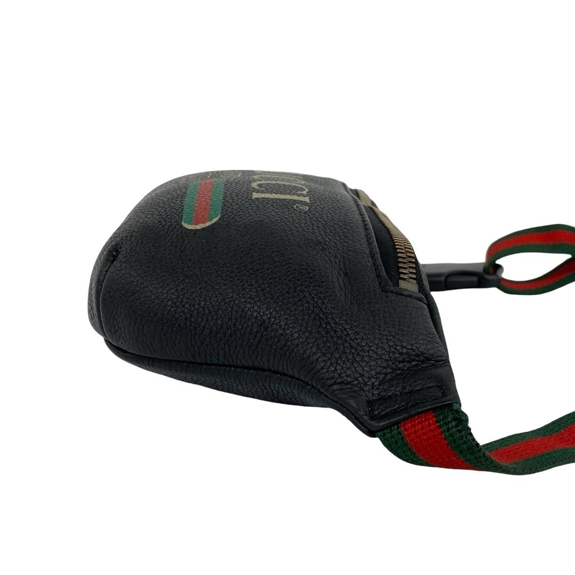Gucci Black Green Red Color Leather Sling Bag (Pre-Owned)