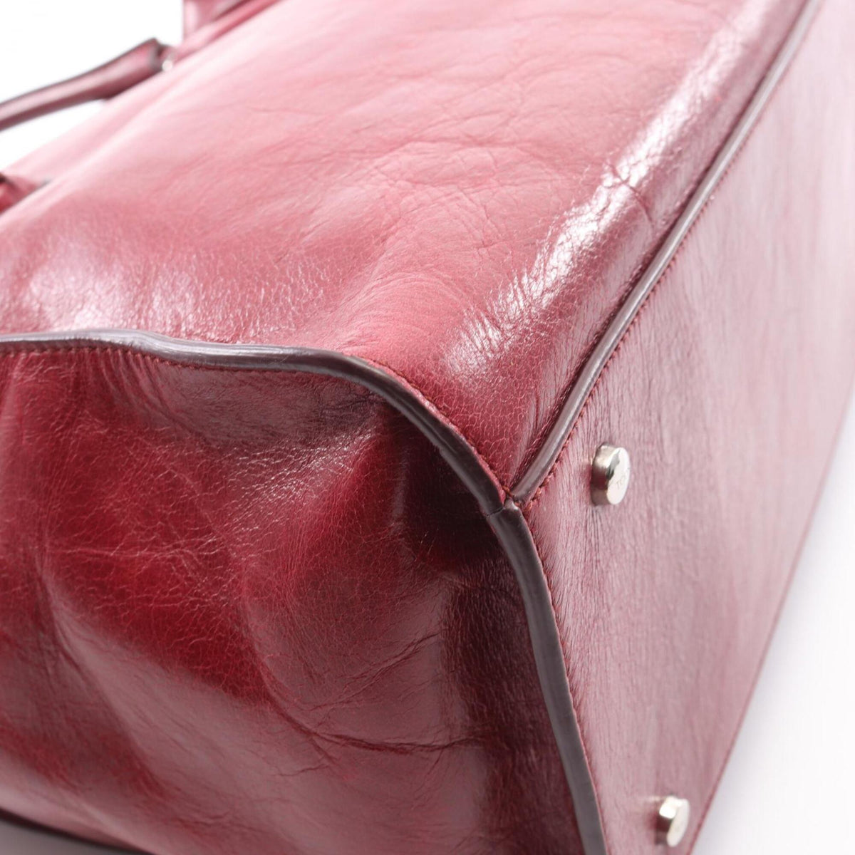 Tod's Bordeaux Leather Handbag Tote Bag (Pre-Owned)