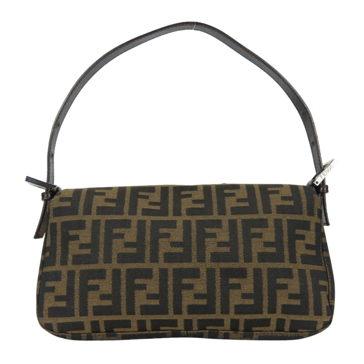 Fendi Black Brown Canvas Leather Handbag (Pre-Owned)