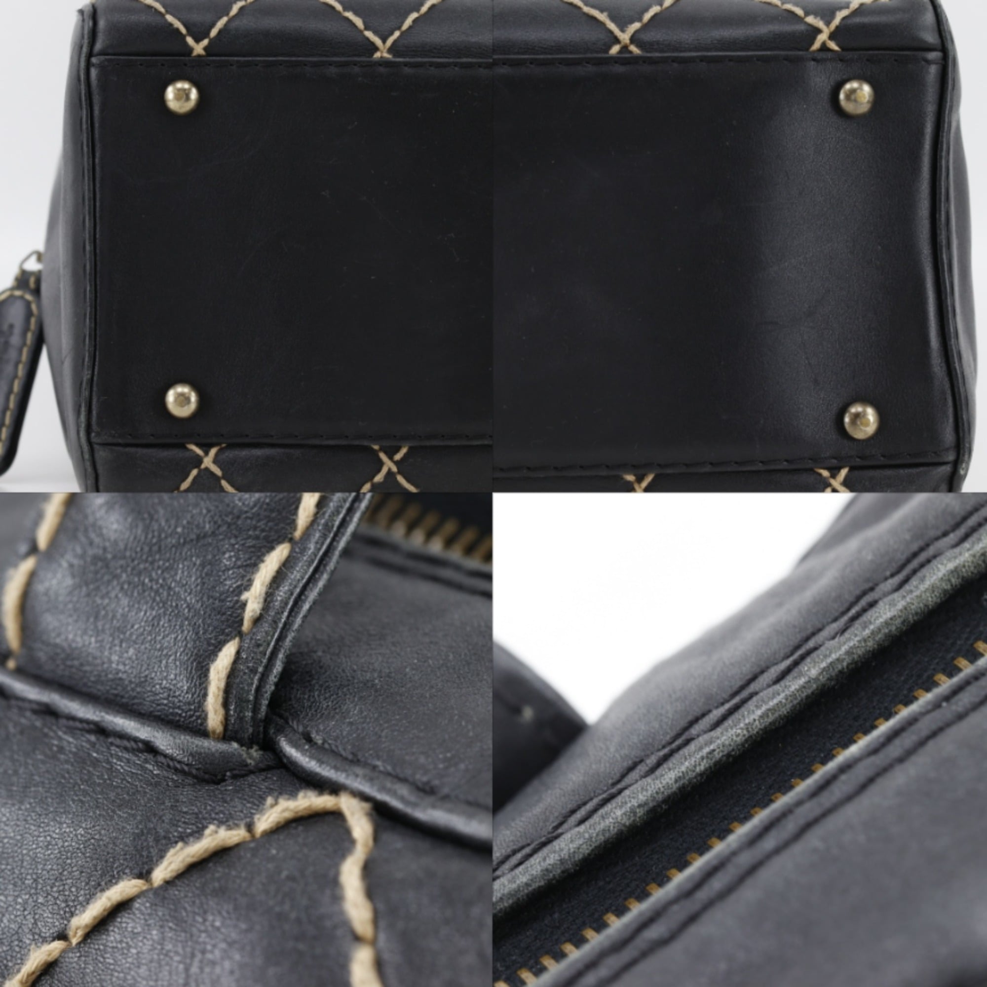 Chanel Wild Stitch Black Leather Handbag (Pre-Owned)