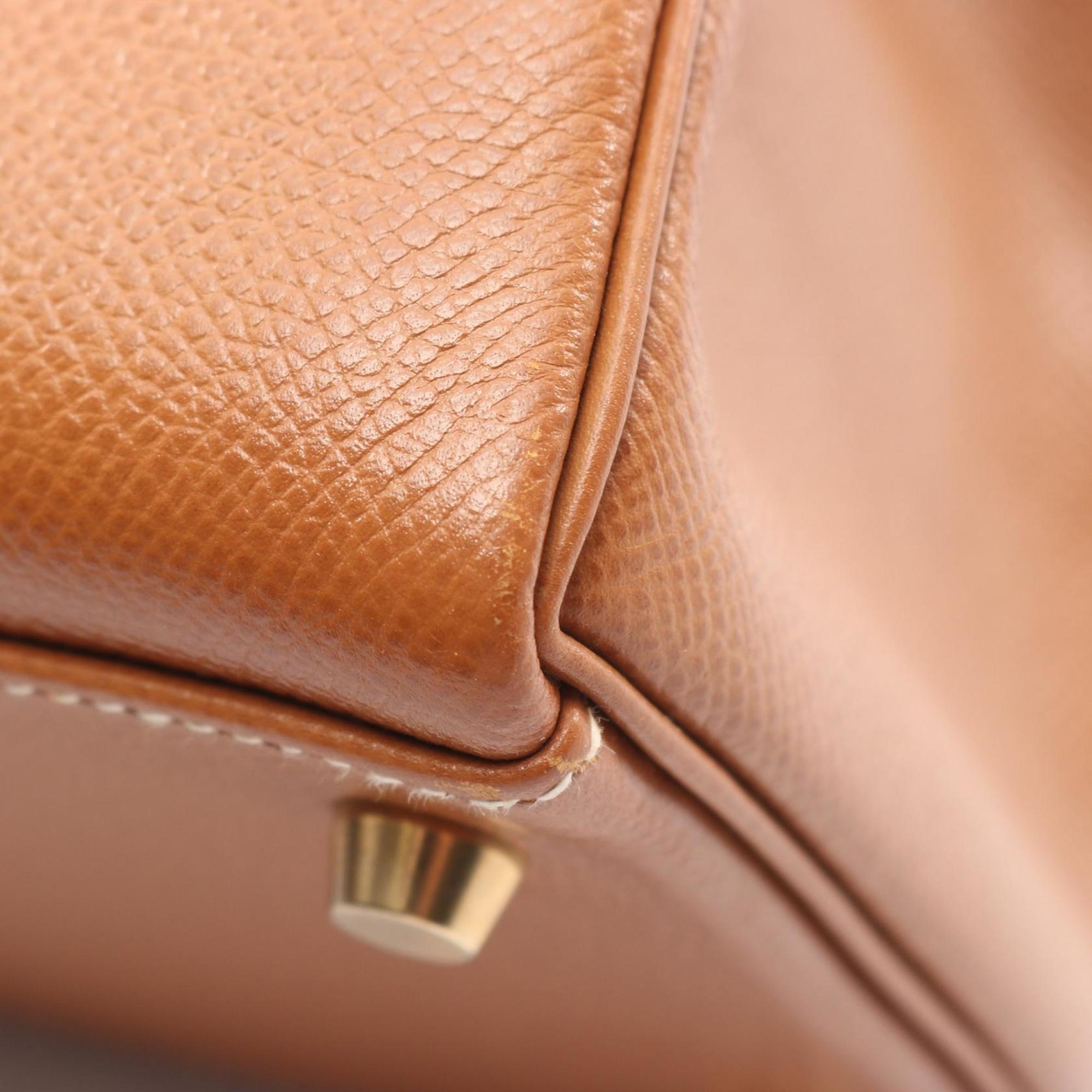 Hermes Brown Gold Brown Courchevel Leather Leather Handbag (Pre-Owned)