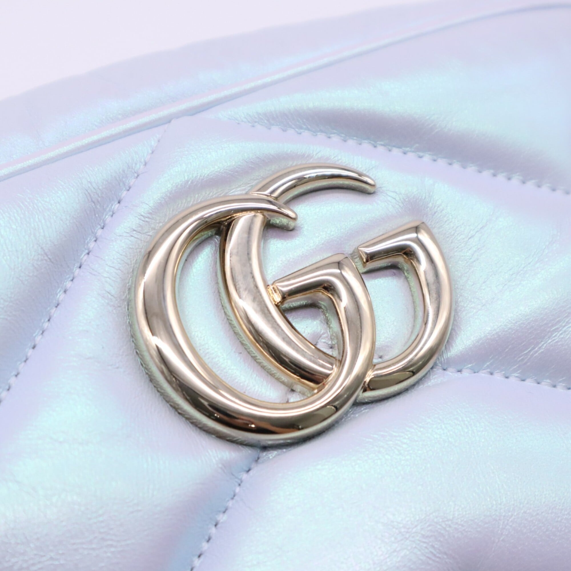 Gucci Gg Marmont Blue Leather Shoulder Bag (Pre-Owned)