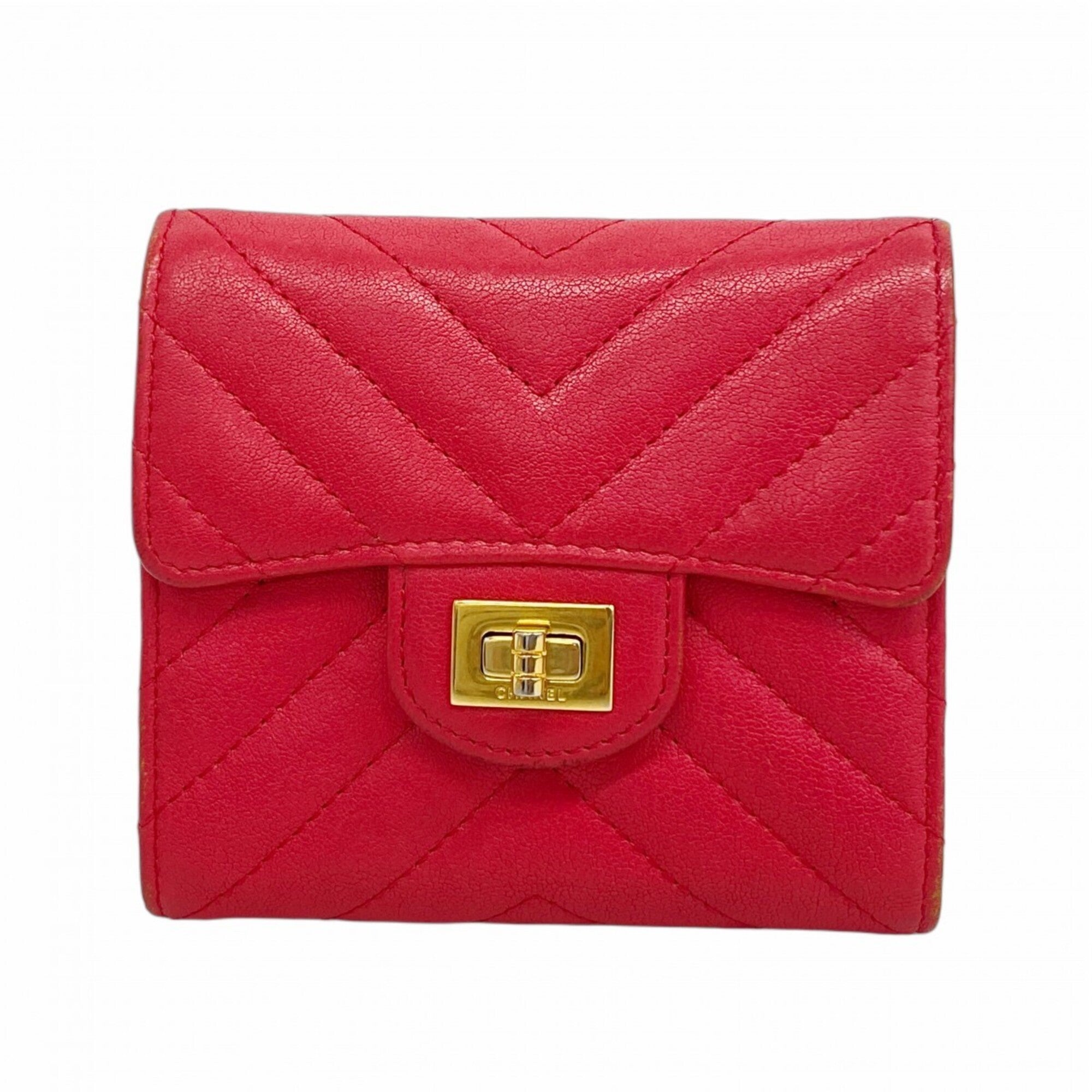 Chanel Pink Grained Calfskin Wallet (Tri-Fold) (Pre-Owned)