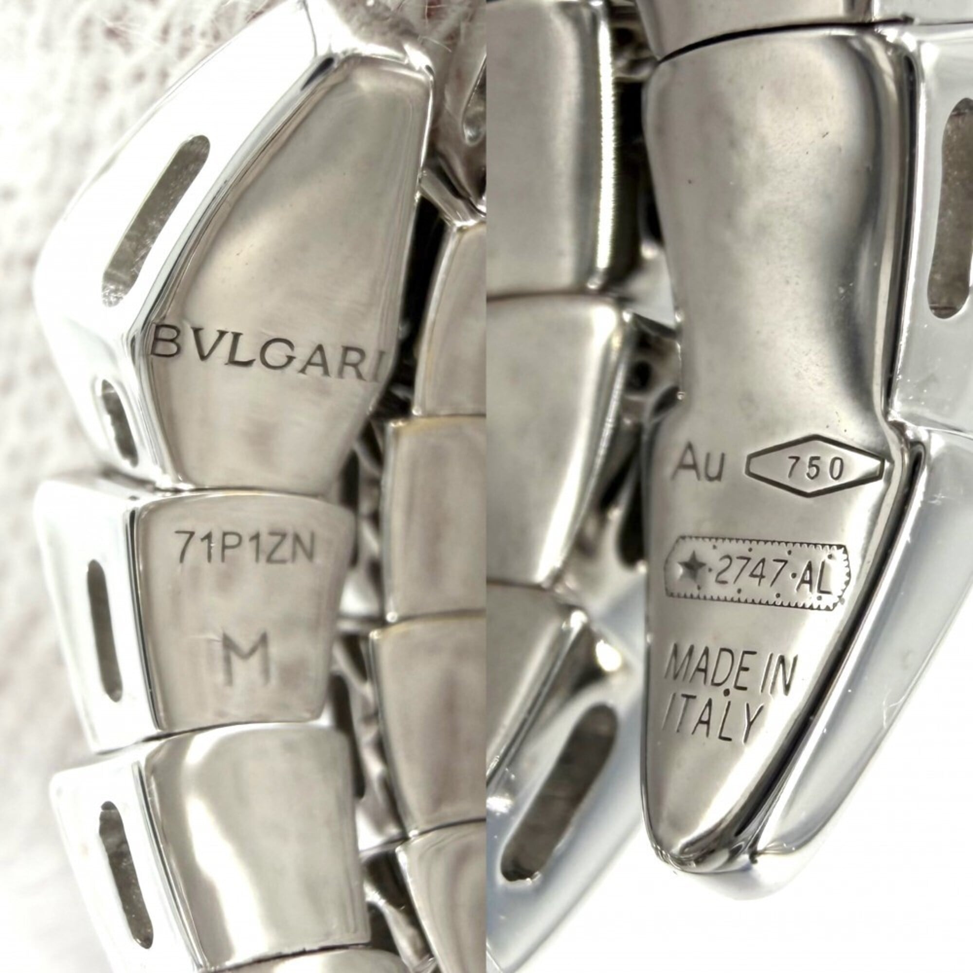 Bvlgari Serpenti Silver White Gold (18K) Band Ring (Pre-Owned)