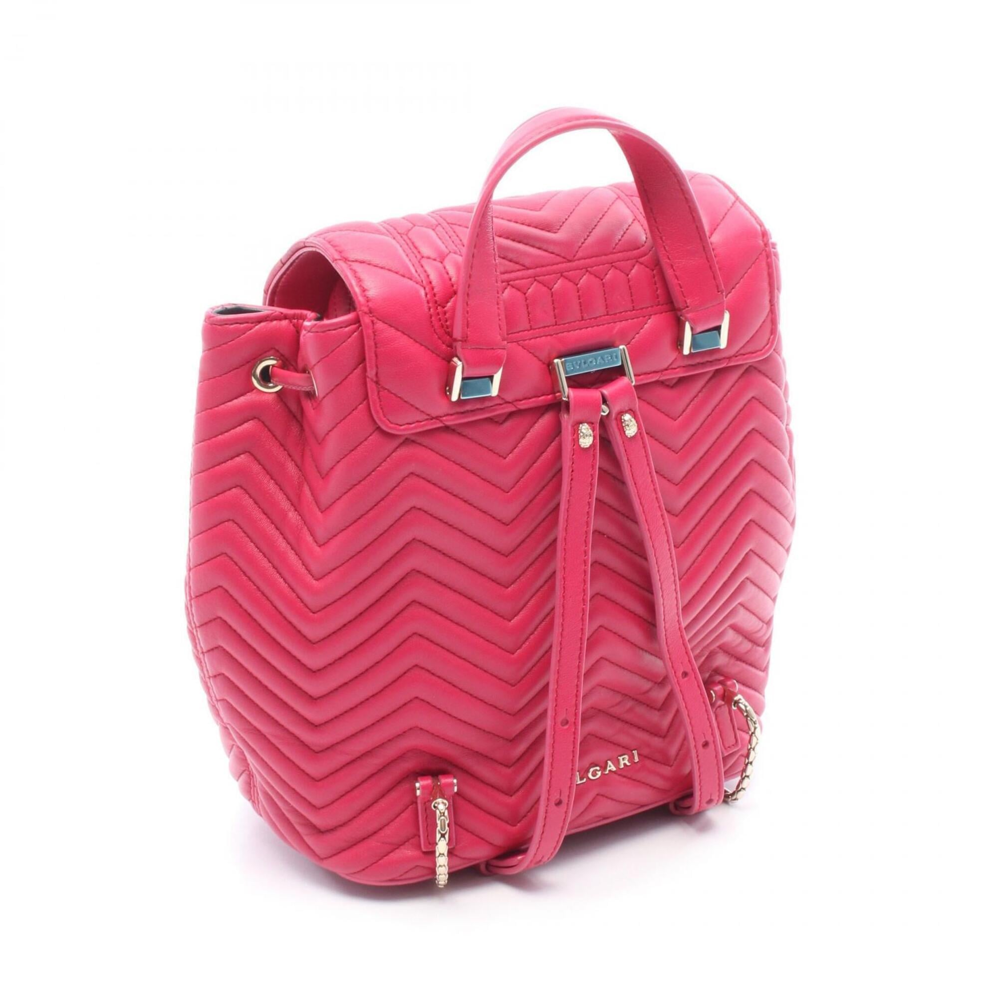Bvlgari Pink Leather Backpack Handbag (Pre-Owned)