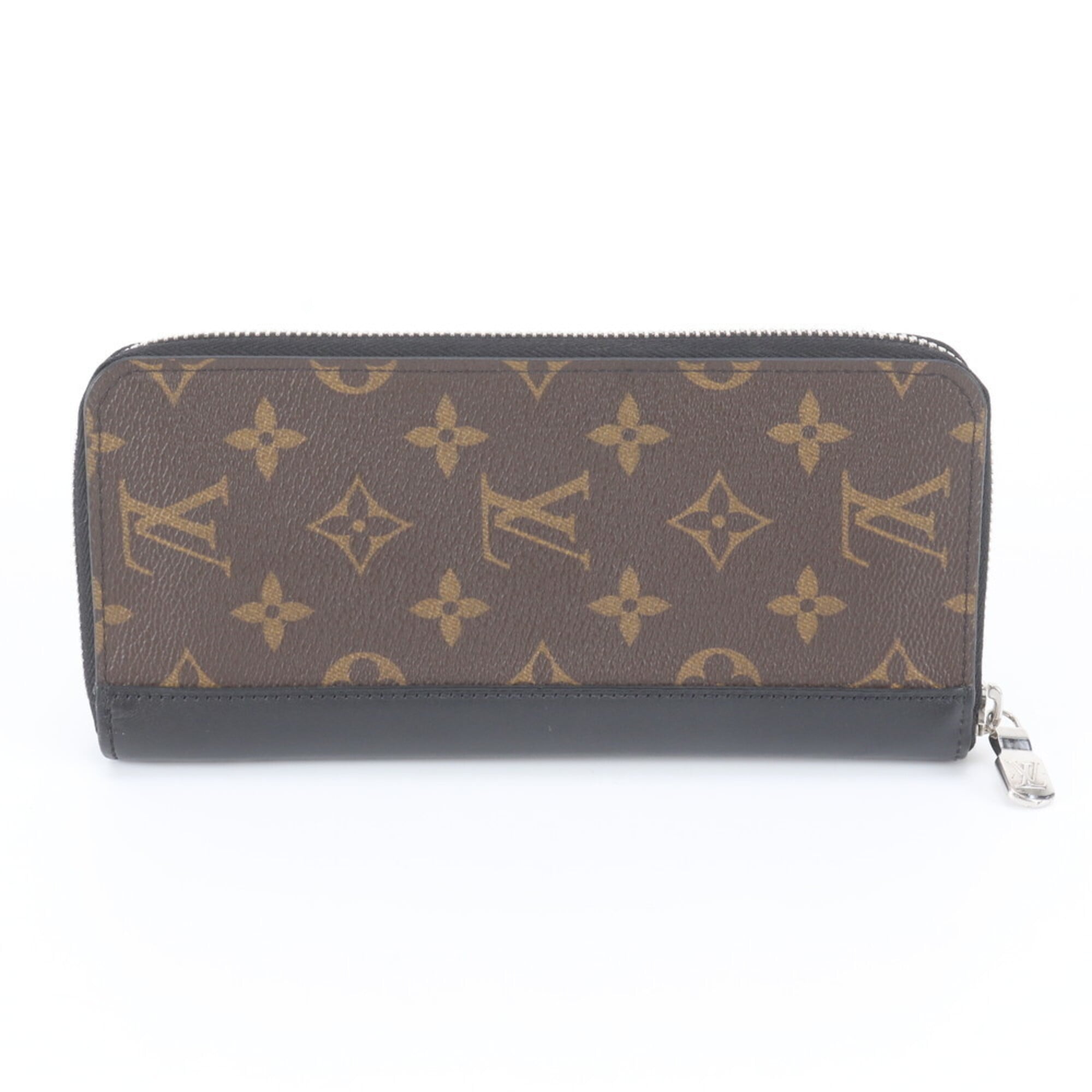 Louis Vuitton Black Brown Leather Coated Canvas Long Wallet (Bi-Fold) (Pre-Owned)