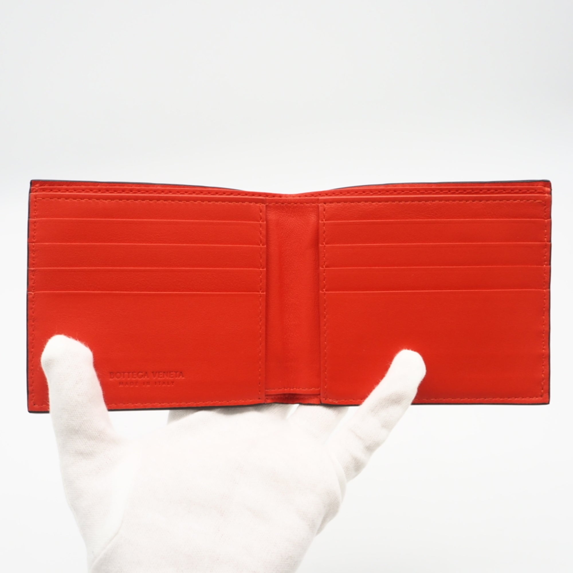 Bottega Veneta Intrecciato Brown Red Color Leather Wallet (Bi-Fold) (Pre-Owned)