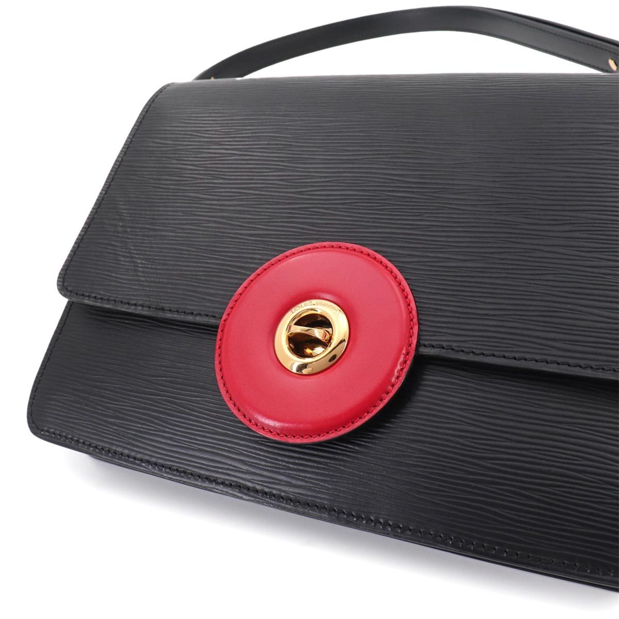 Louis Vuitton Black Red Color Epi Leather Handbag Shoulder Bag (Pre-Owned)