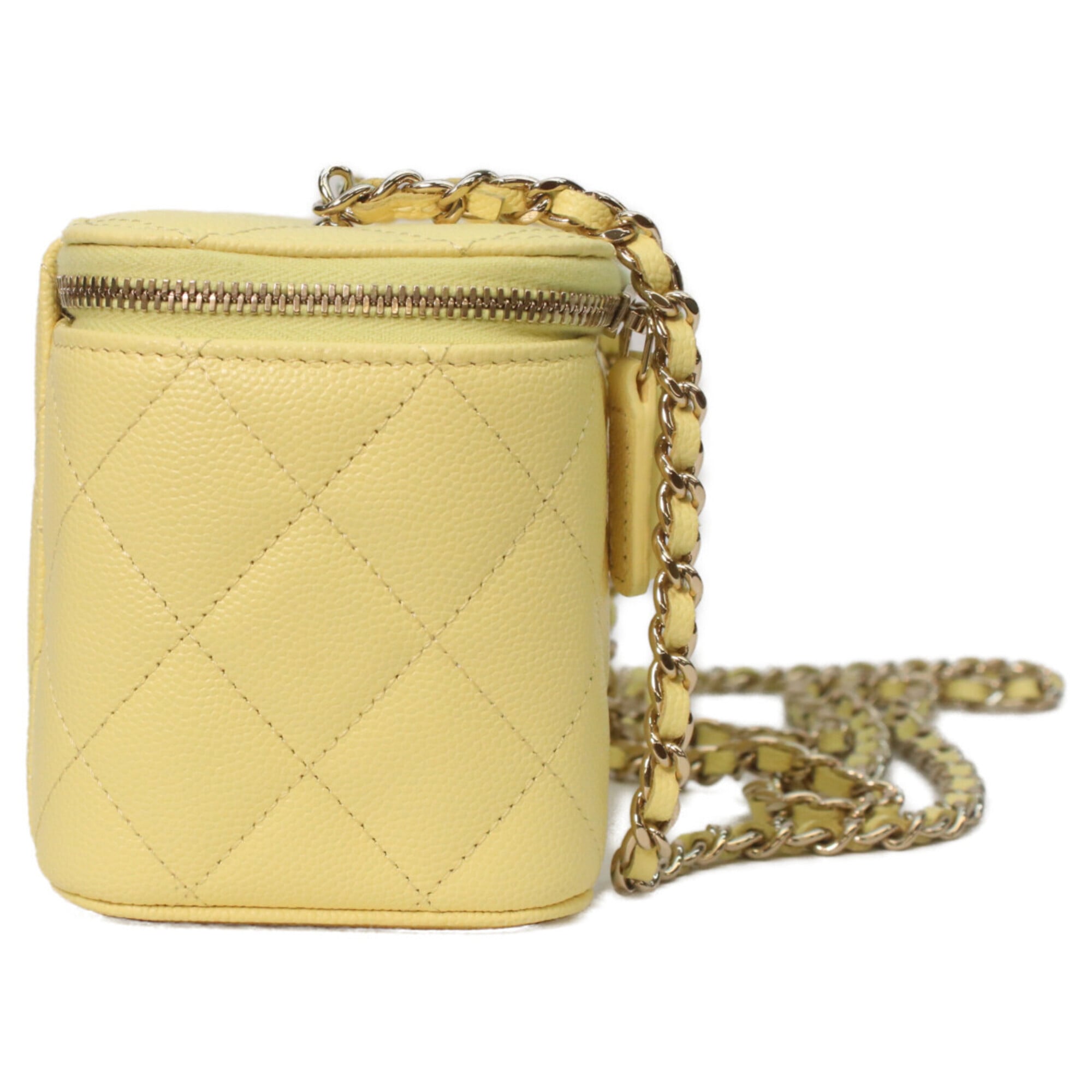 Chanel Matelasse Yellow Grained Calfskin Shoulder Bag (Pre-Owned)