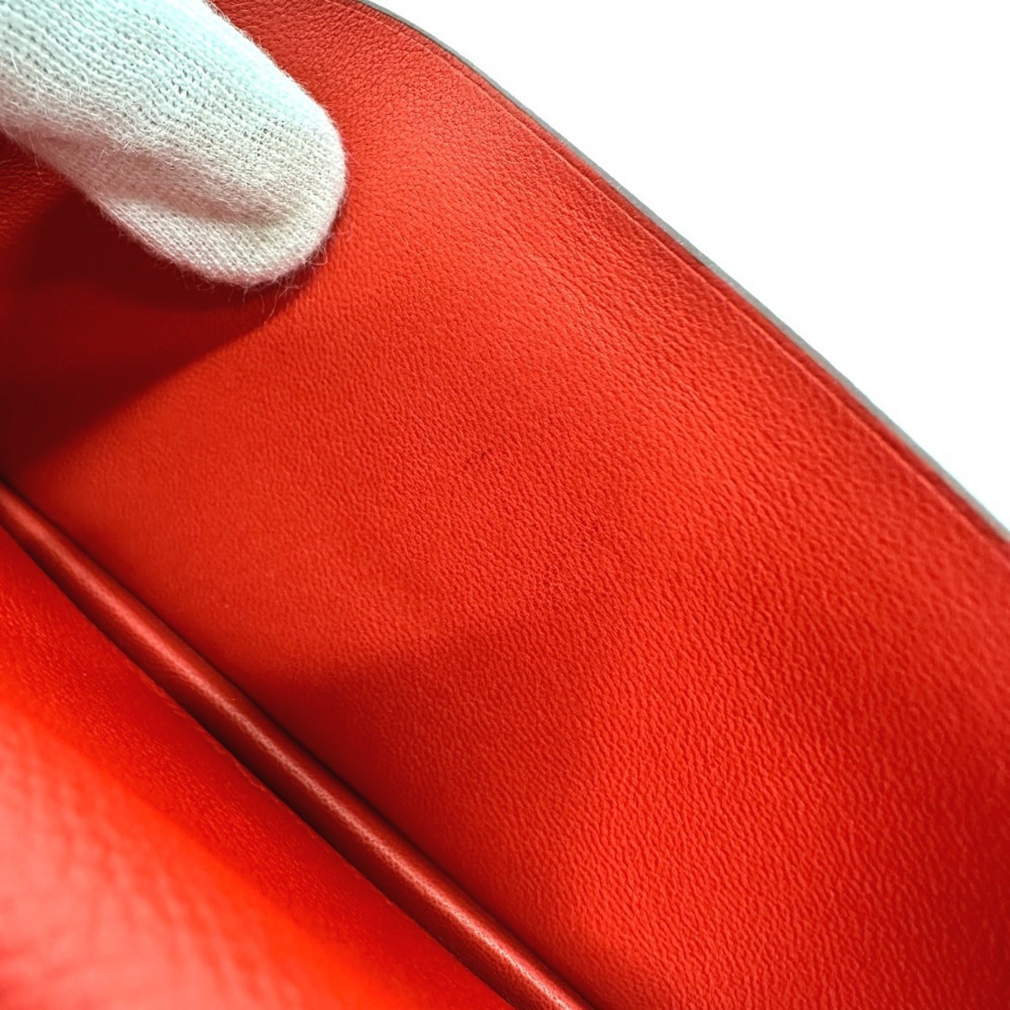 Hermes Red Color Epsom Leather Long Wallet (Bi-Fold) (Pre-Owned)