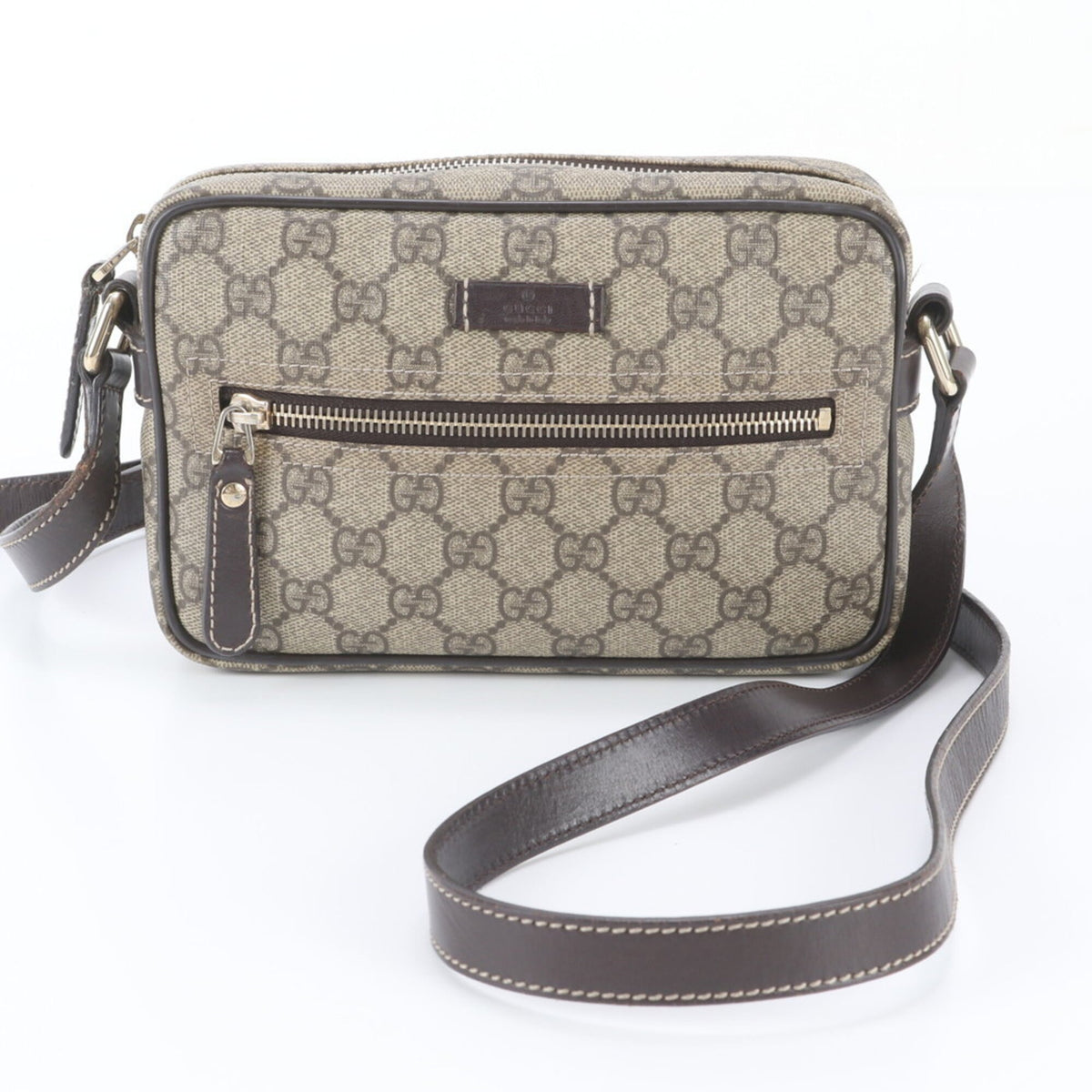 Gucci Brown Leather Coated Canvas Crossbody Bag Shoulder Bag (Pre-Owned)