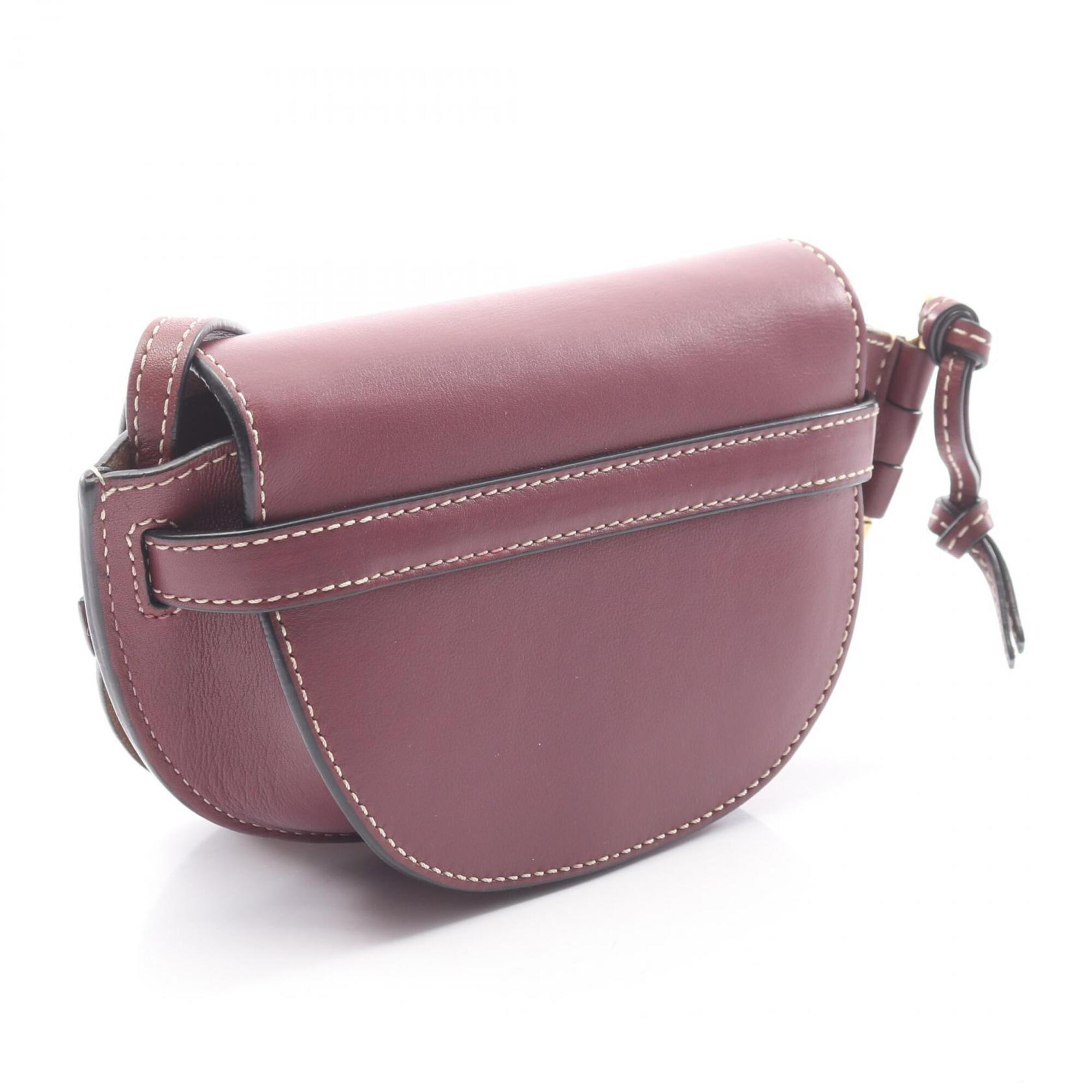 Loewe Bordeaux Leather Handbag Shoulder Bag (Pre-Owned)
