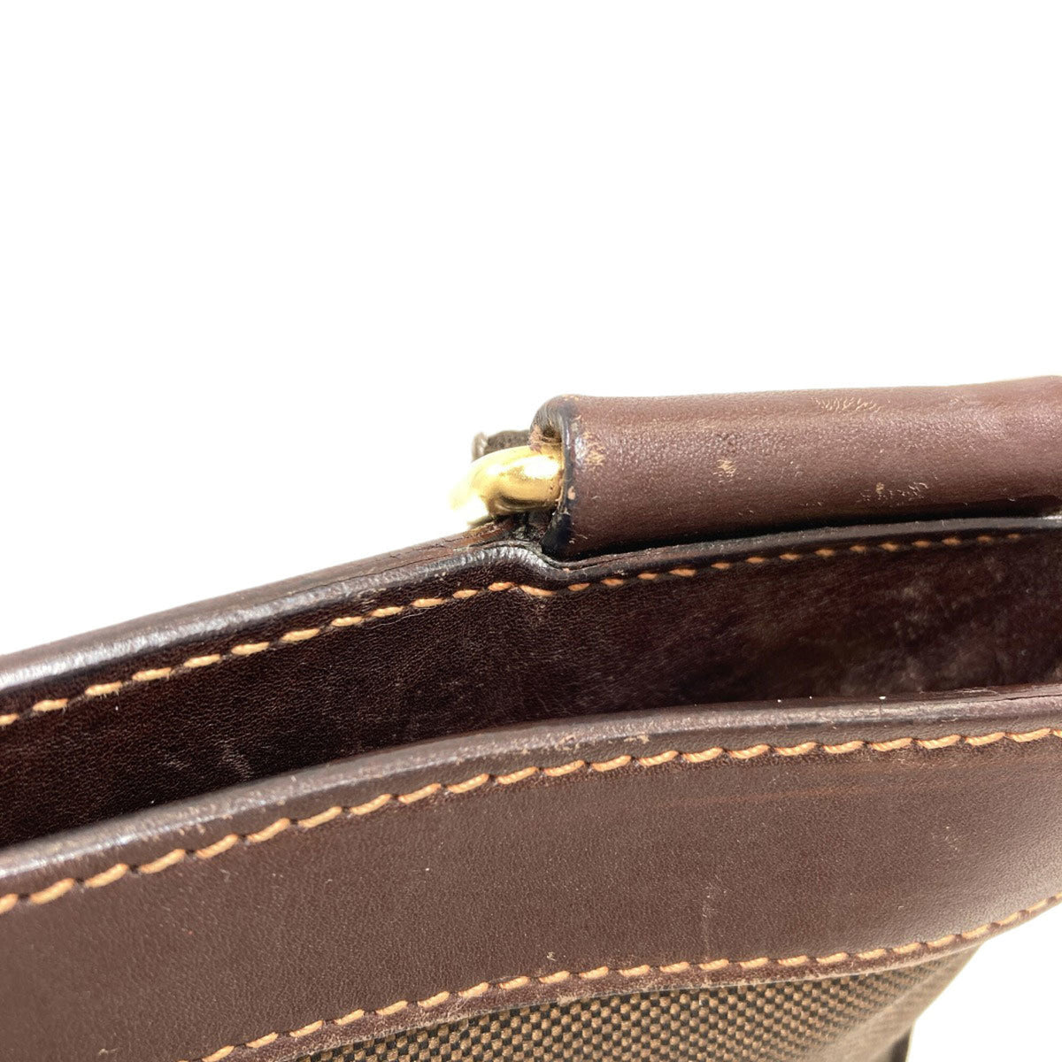 Prada Dark Brown Canvas Leather Shoulder Bag (Pre-Owned)