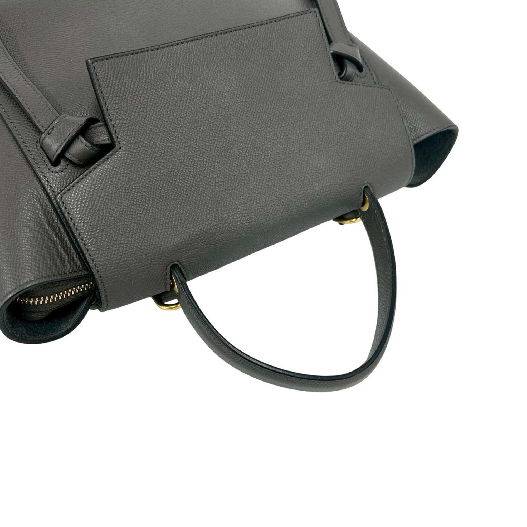 Celine Gray Leather Handbag Shoulder Bag Tote Bag (Pre-Owned)