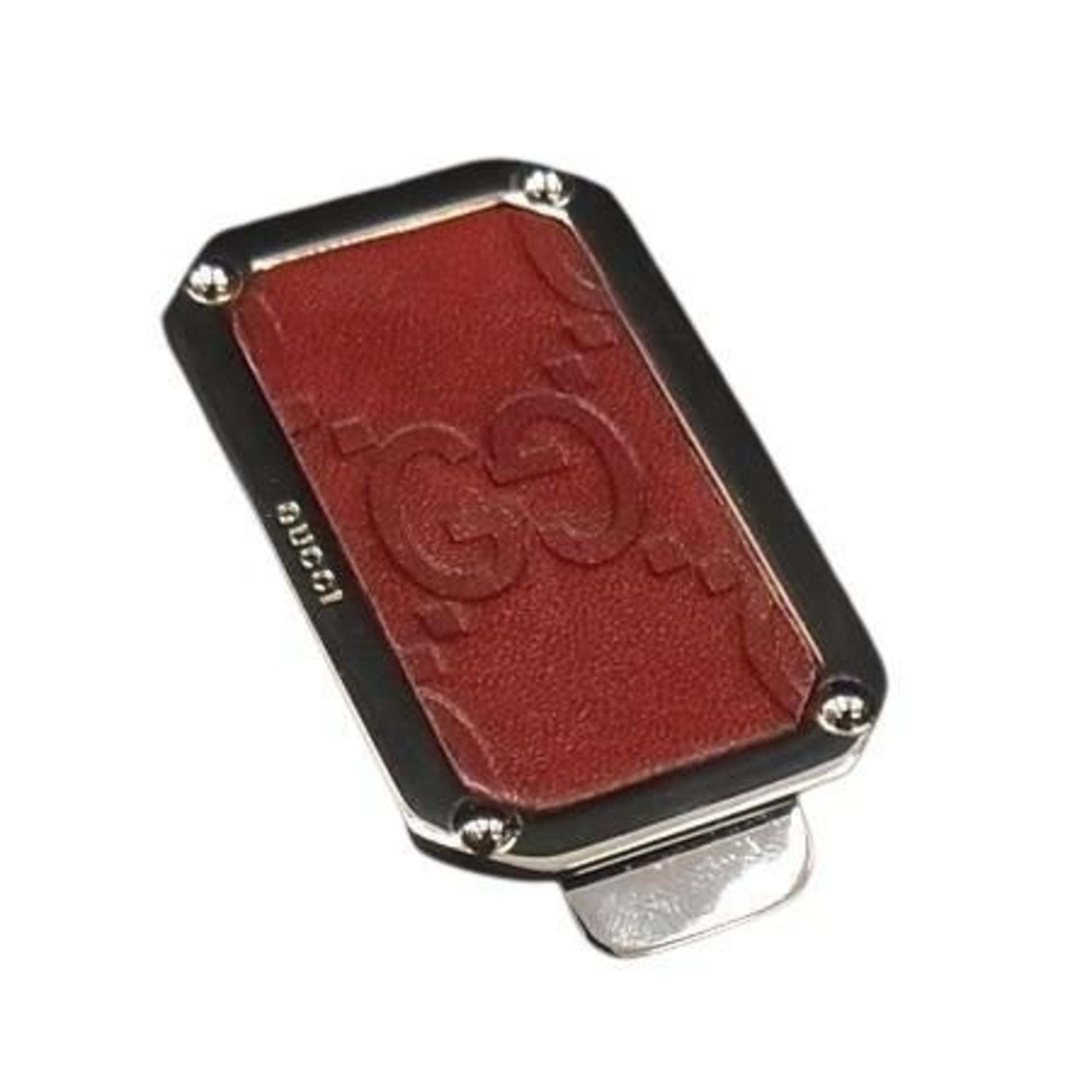 Gucci Silver Brown Leather Metal Money Clip (Pre-Owned)