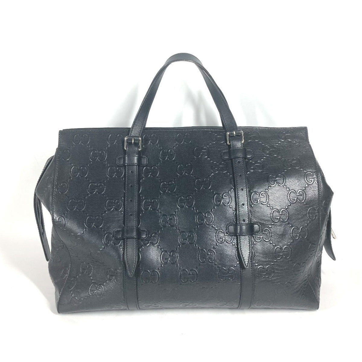 Gucci Black Leather Boston Bag Shoulder Bag Tote Bag (Pre-Owned)