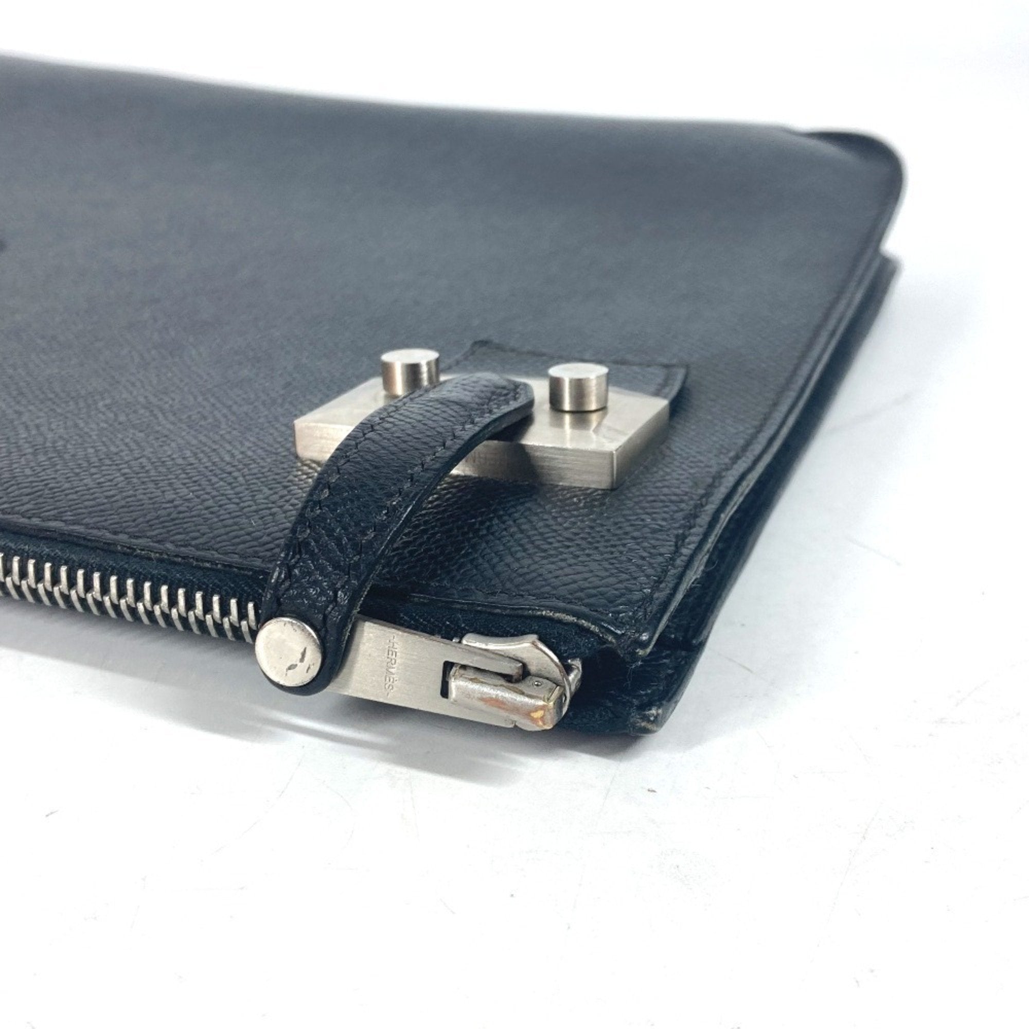 Hermes Black Epsom Leather Clutch Bag Pouch (Pre-Owned)