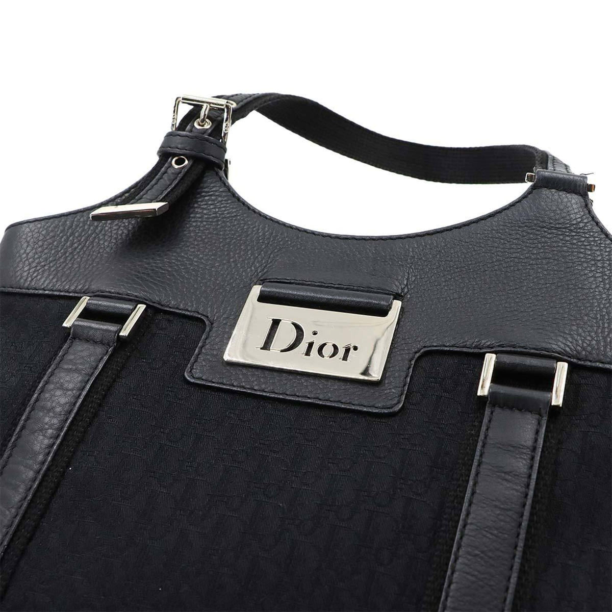 Christian Dior Trotter Black Canvas Leather Handbag Tote Bag (Pre-Owned)