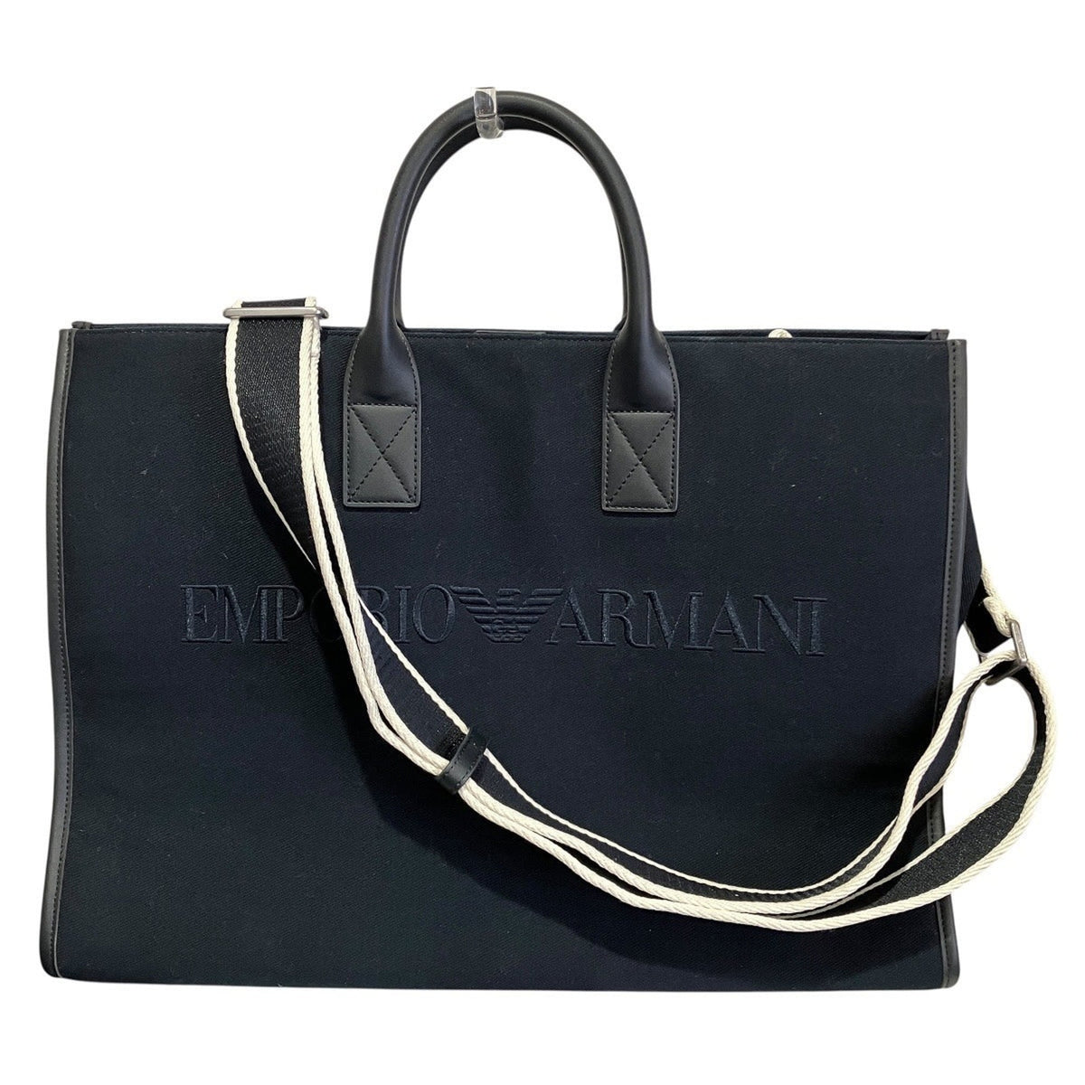 Emporio Armani Navy Canvas Shoulder Bag (Pre-Owned)