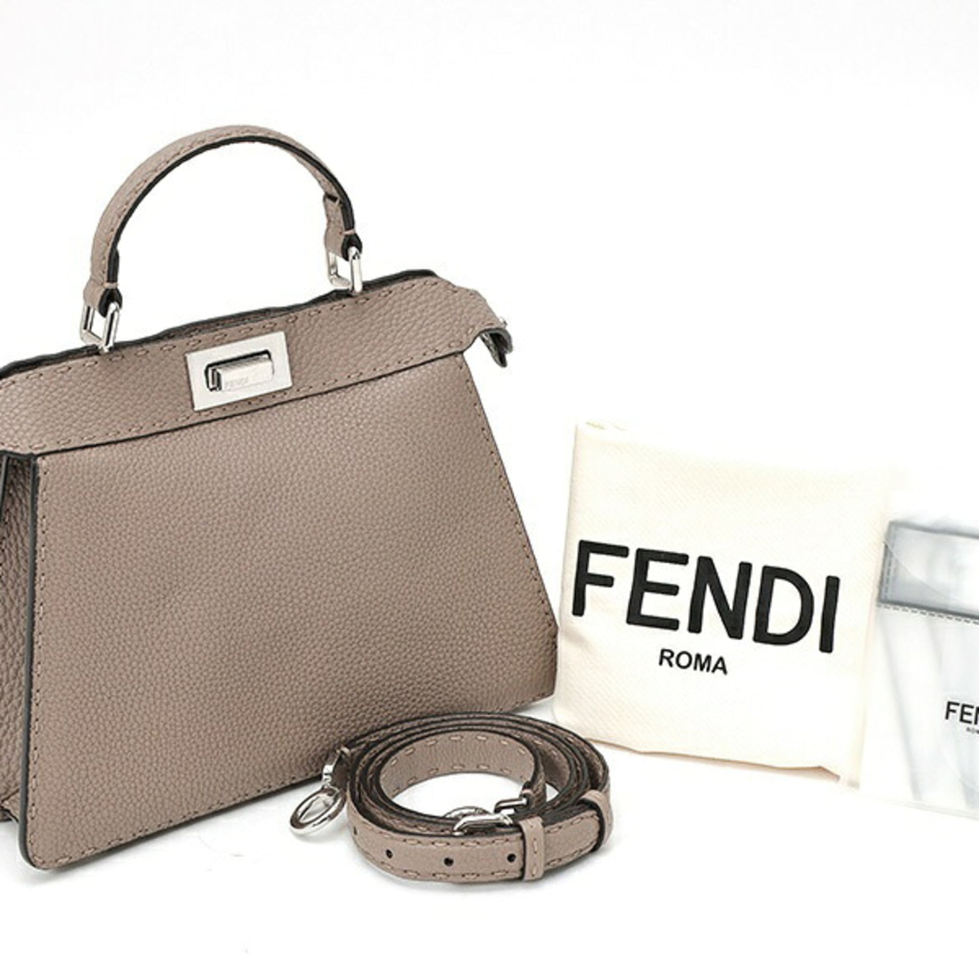 Fendi Grayish Leather Shoulder Bag (Pre-Owned)