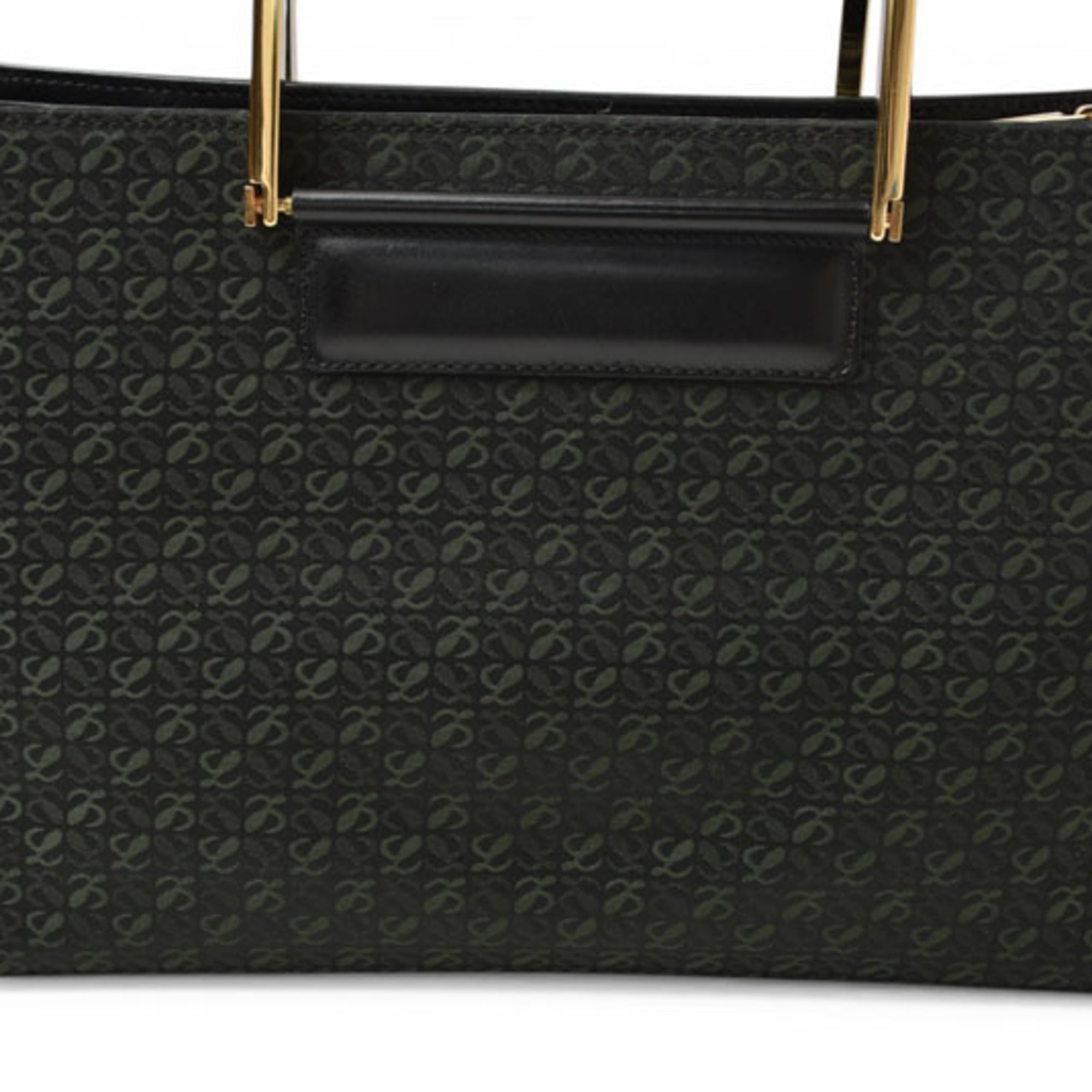 Loewe Black Green Leather Canvas Handbag (Pre-Owned)