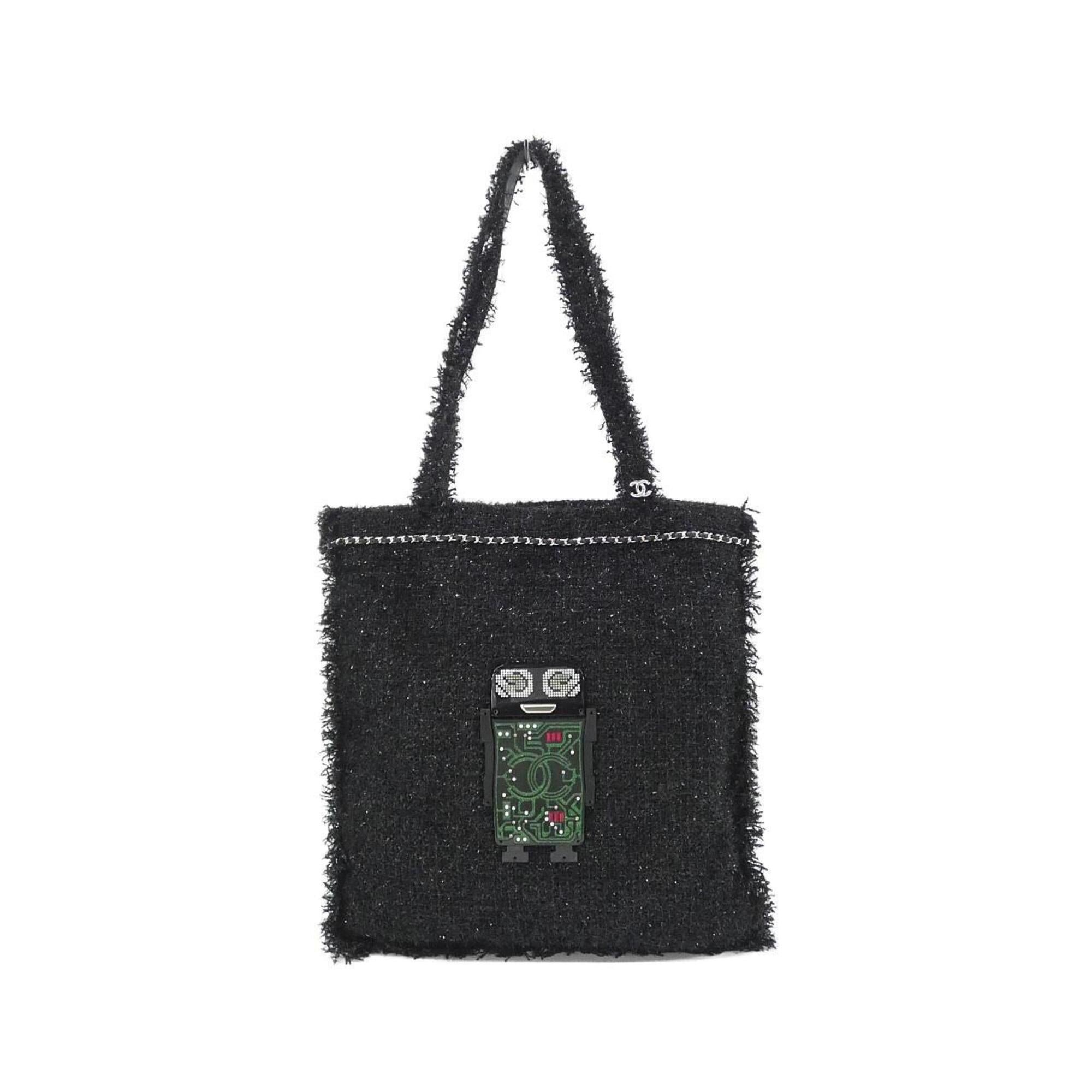 Chanel Black Green Tweed Handbag (Pre-Owned)