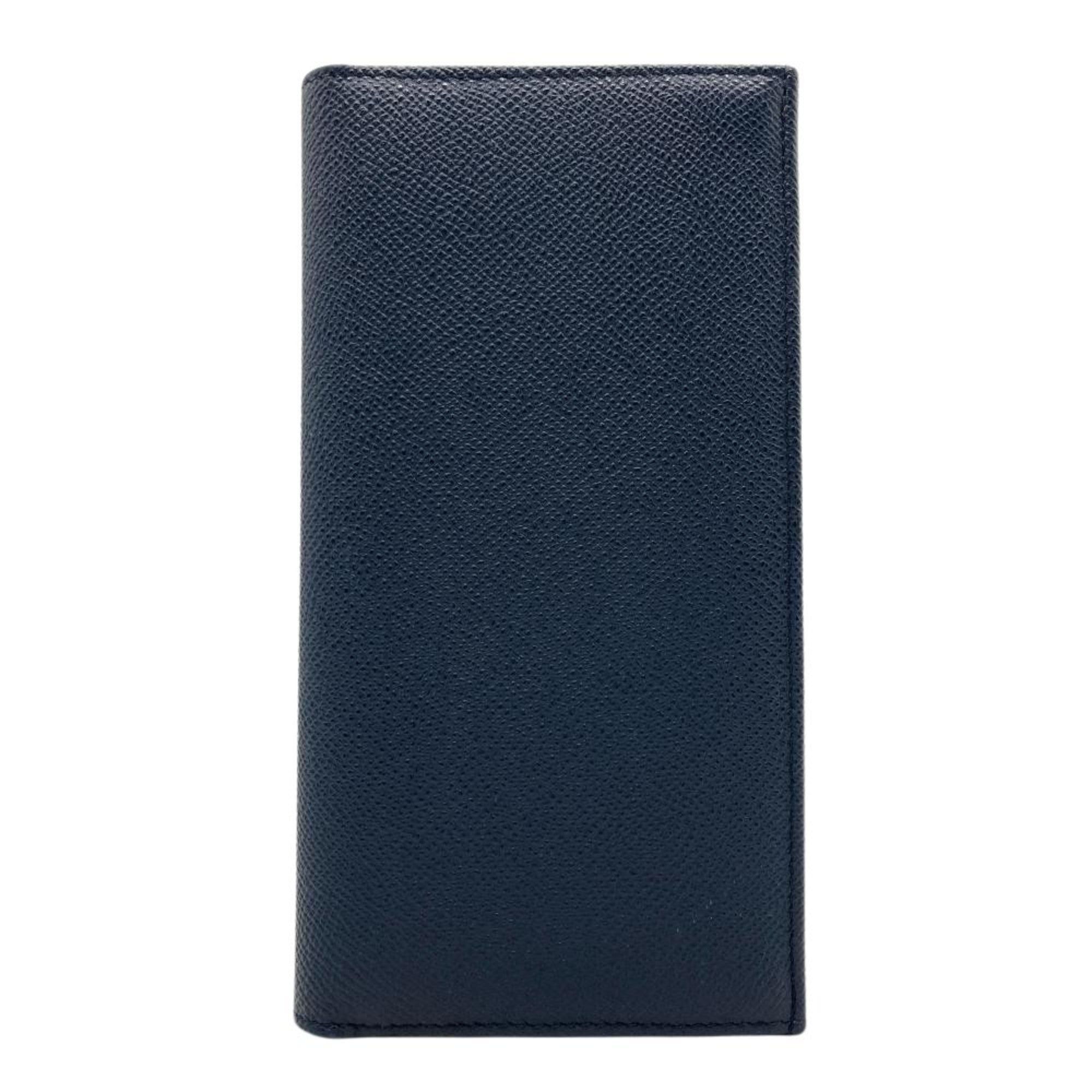 Bvlgari Navy Leather Coin Purse/Coin Case (Pre-Owned)