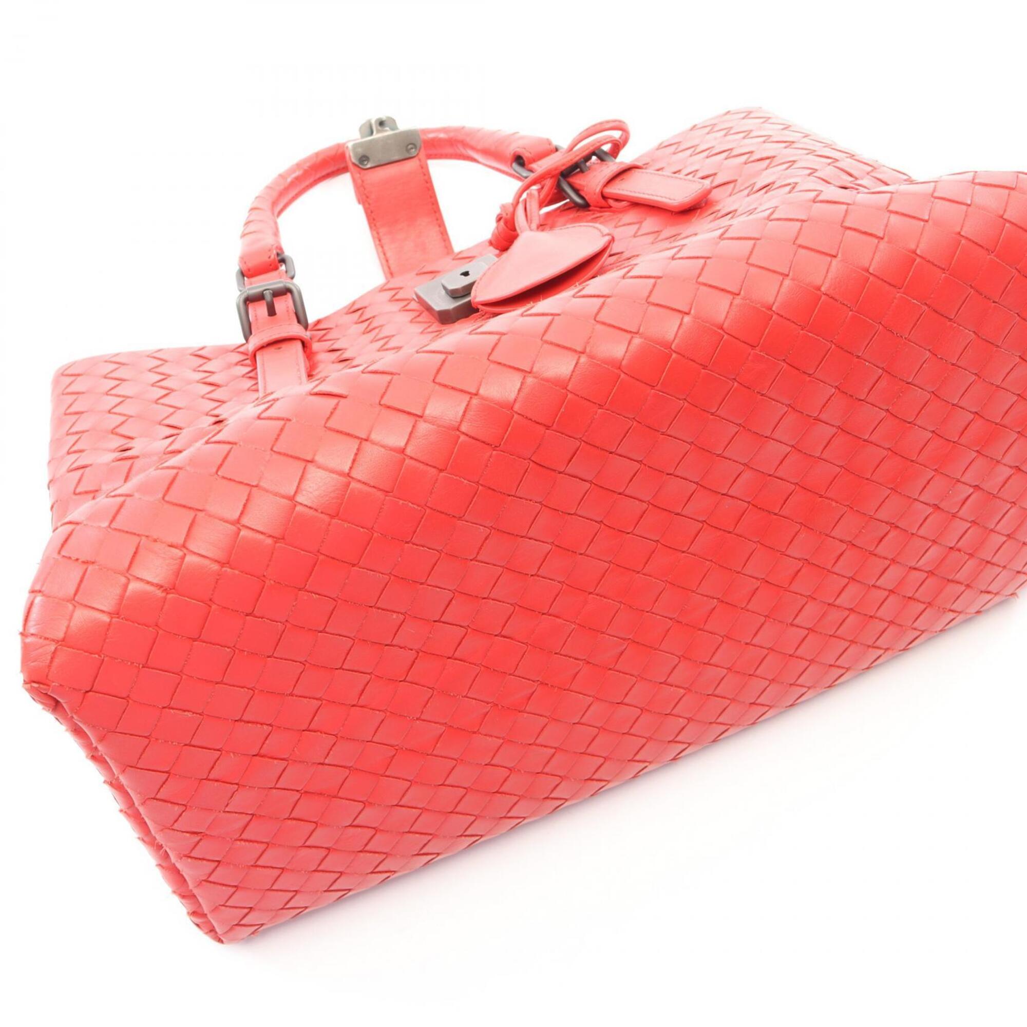 Bottega Veneta Red Color Intrecciato Handbag (Pre-Owned)