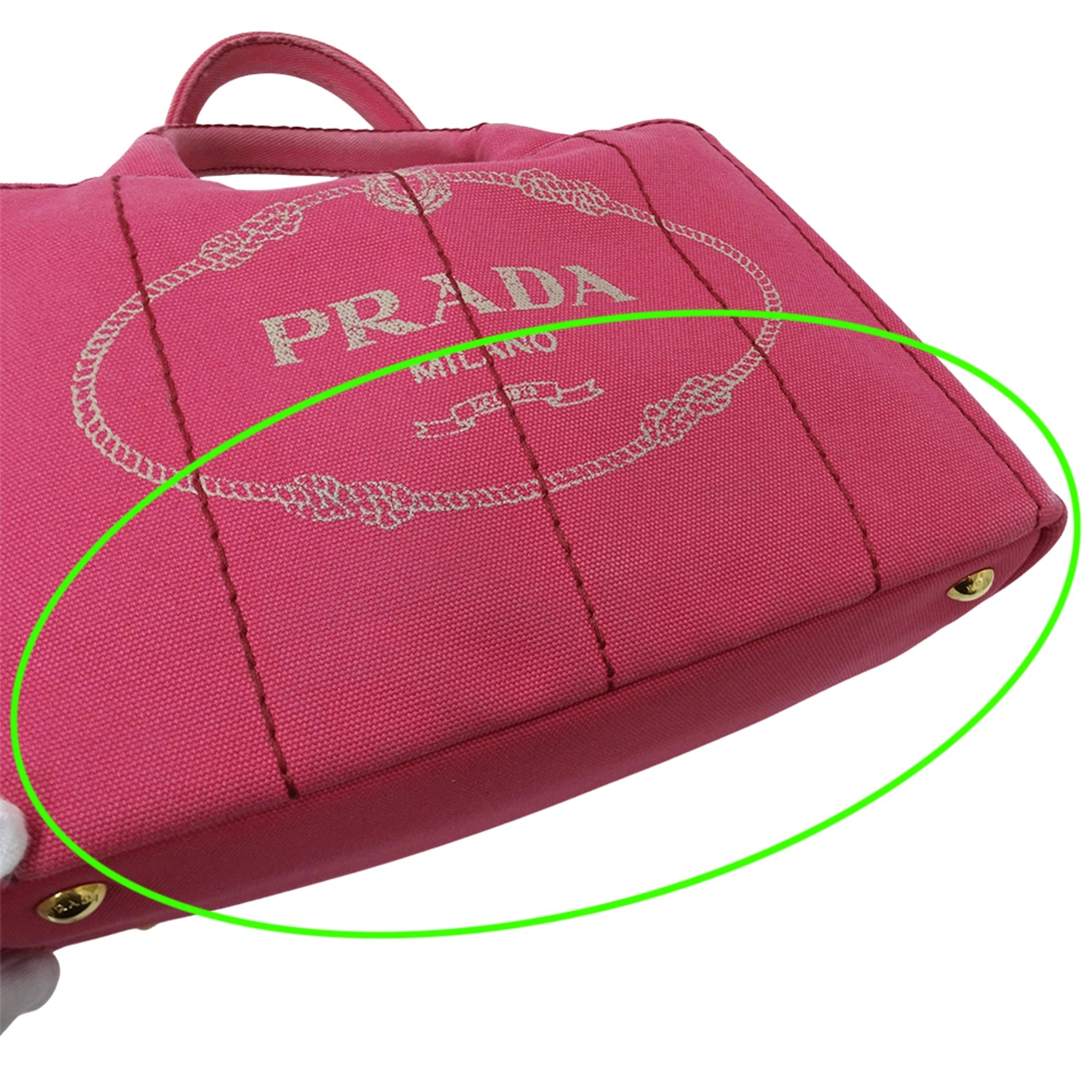 Prada Pink Canvas Handbag Shoulder Bag Tote Bag (Pre-Owned)