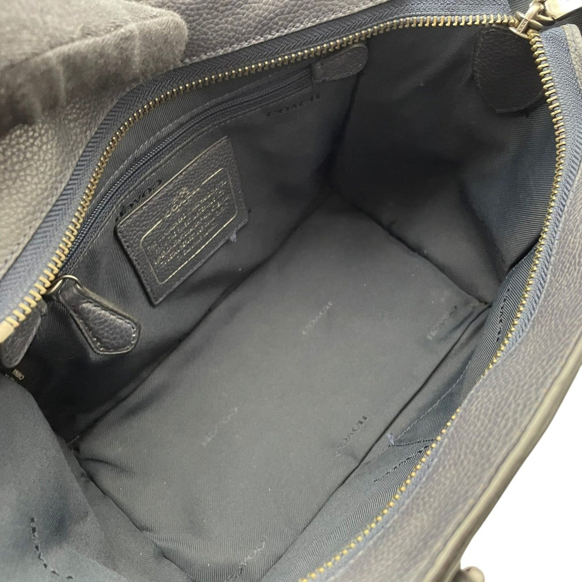 Coach Navy Leather Handbag Shoulder Bag Tote Bag (Pre-Owned)