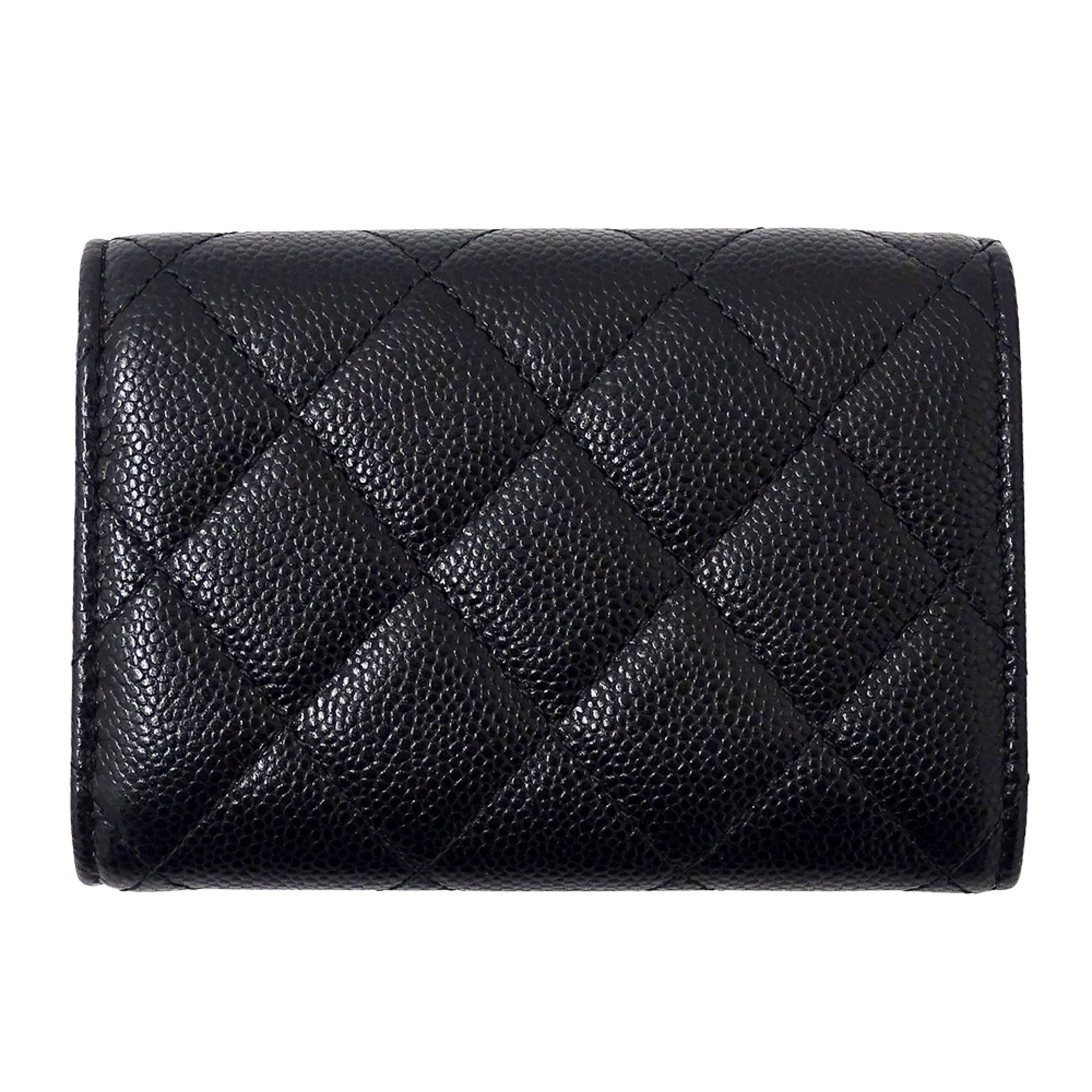 Chanel Black Grained Calfskin Wallet (Tri-Fold) (Pre-Owned)